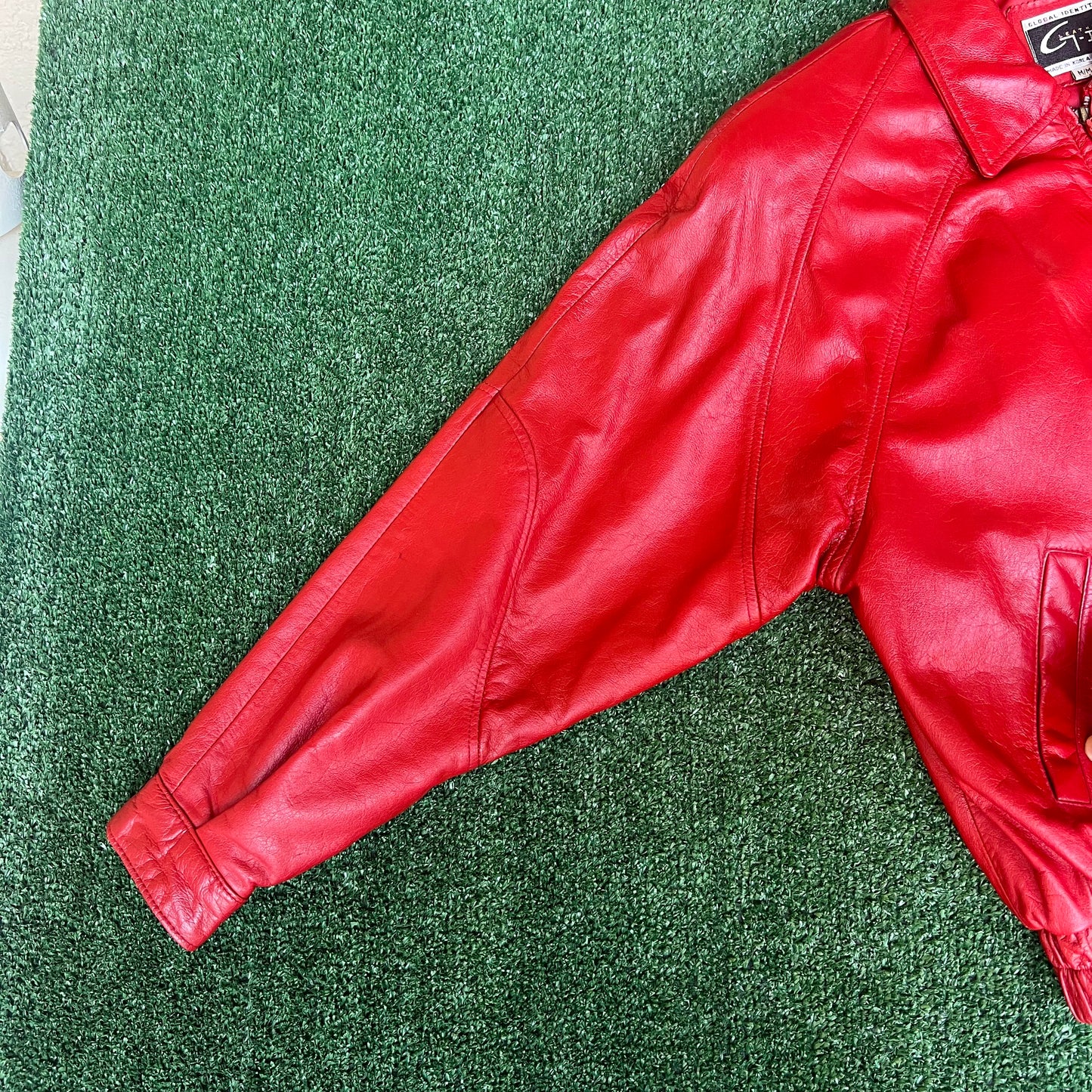 Vintage 80s Men's G-III G3 Michael Jackson Red Leather Bomber Jacket Medium