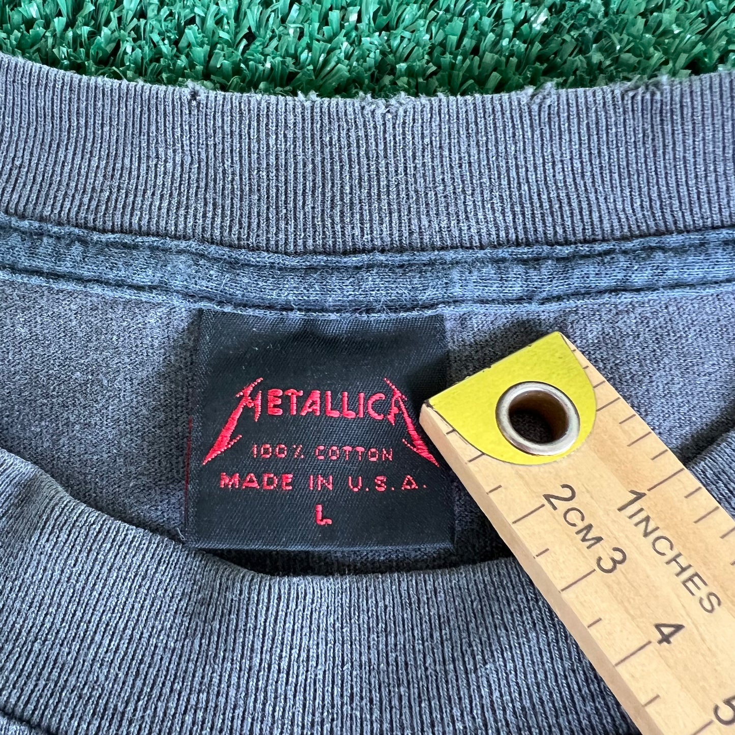 1991-1992 Metallica Band Faces Black Album Concert Tour Faded Black Smokey Gray T-Shirt - Large