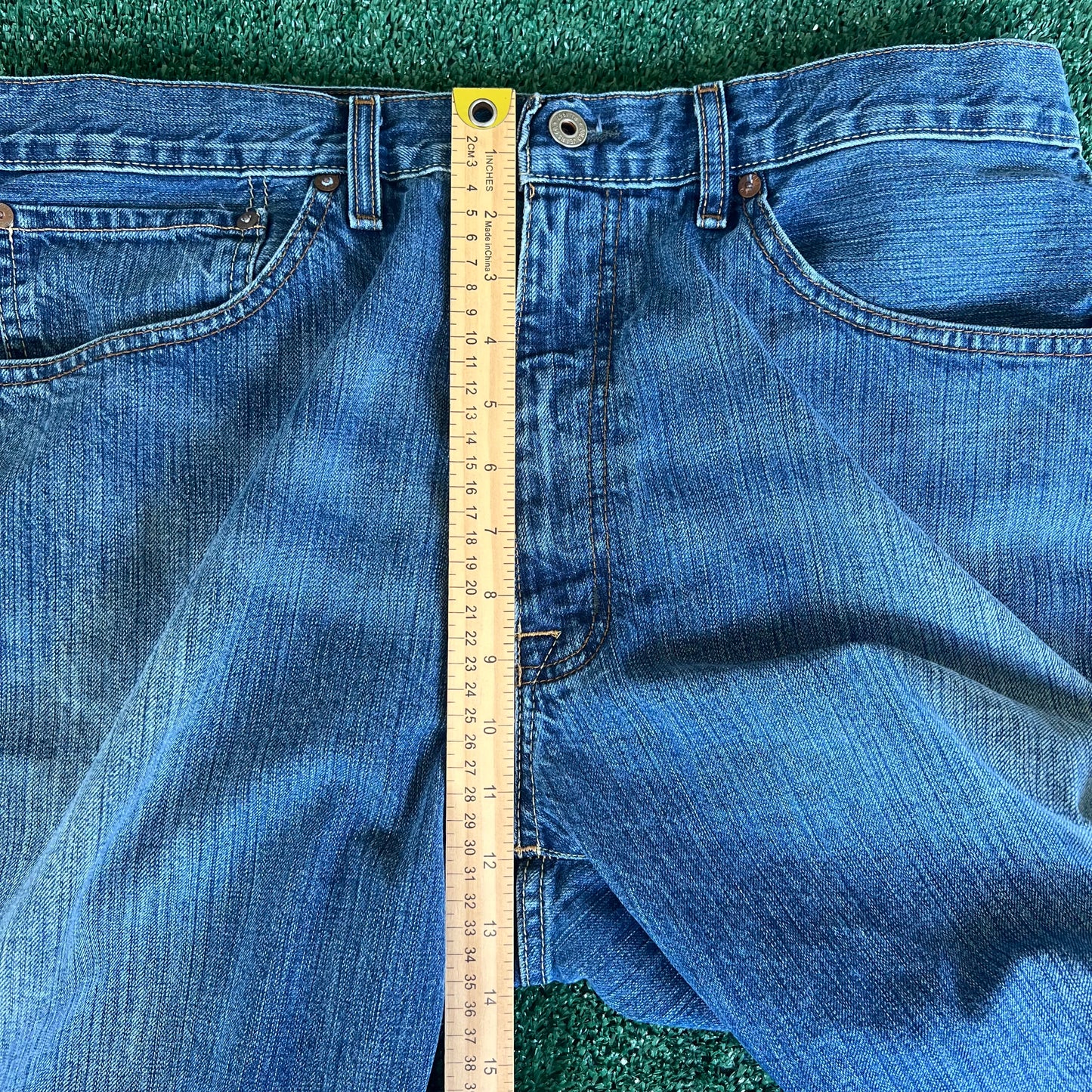 Y2K Ralph Lauren Ashmore Baggy Straight Blue Jeans - 38x30.5" 19" Openings