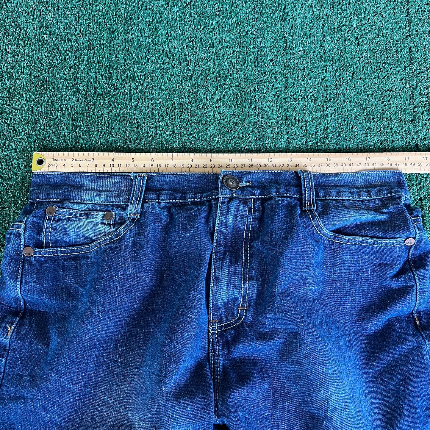 Y2K Makaveli Tupac Baggy Straight Carpenter Jeans - 37x31" 18.5" Openings