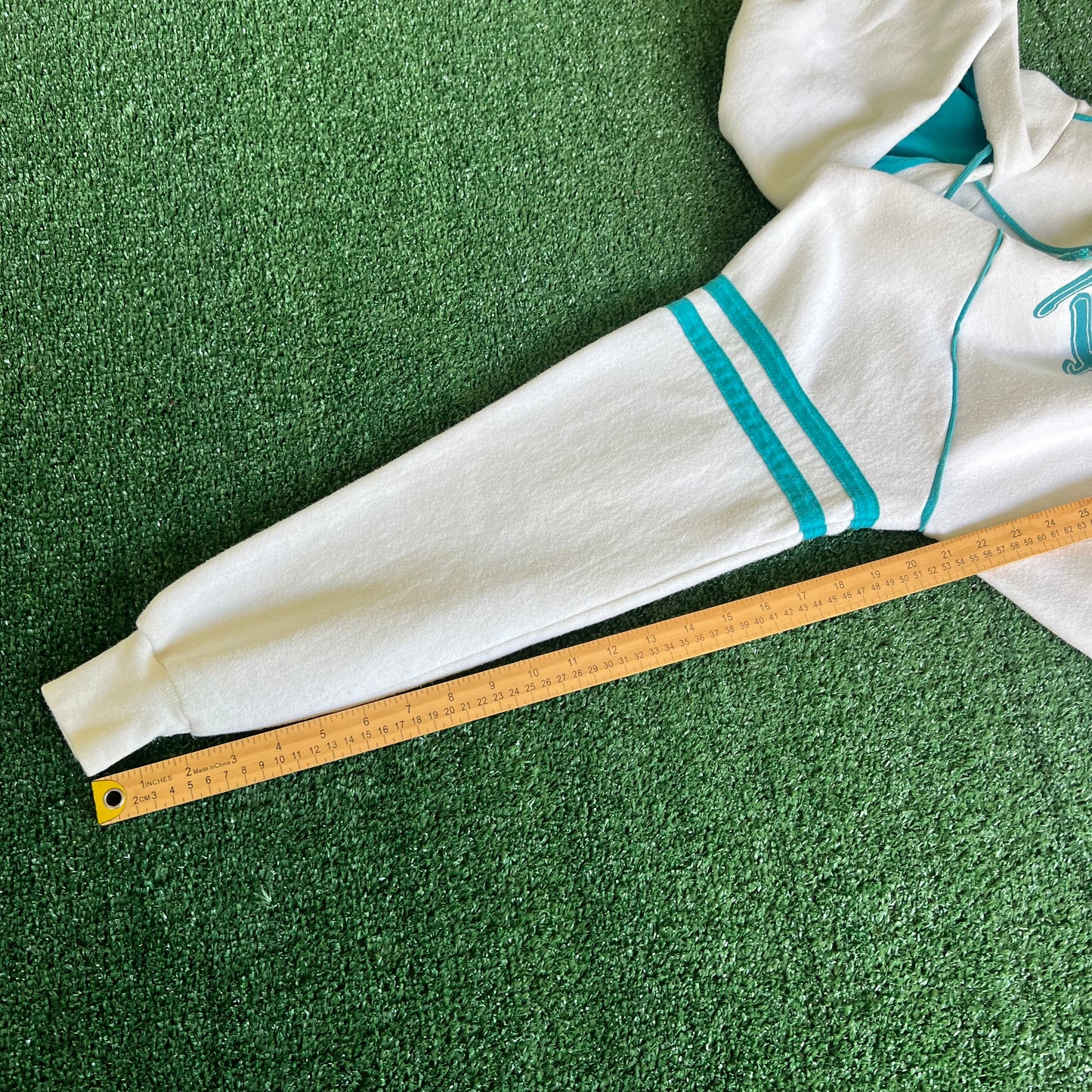 70s Velva Sheen Princeton White Baby Blue Lightweight Hoodie Large 20x24