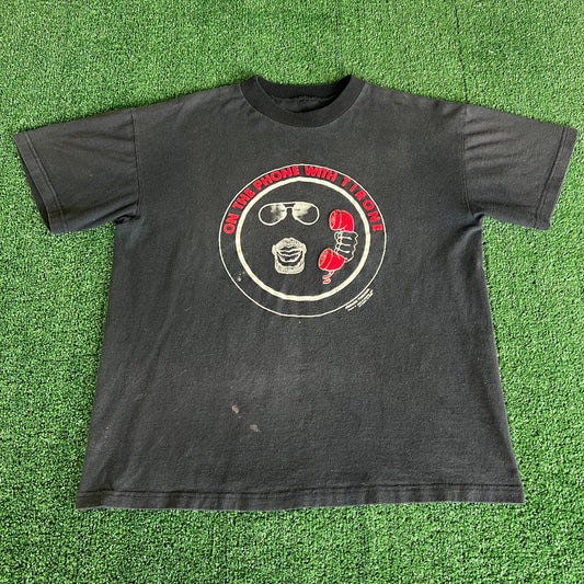 80s Radio Station "On The Phone With Ti-Rone" Faded Black T-Shirt - Large
