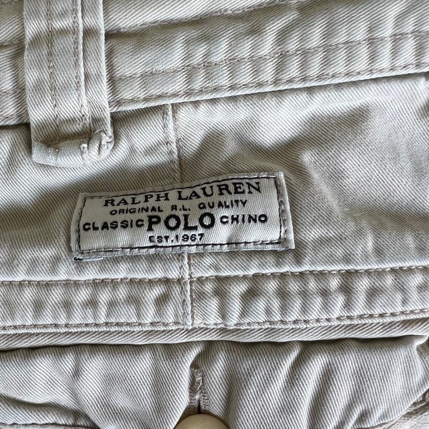 Y2K Polo Ralph Lauren Chino Cargo Light Khaki Shorts - 37x10.75"