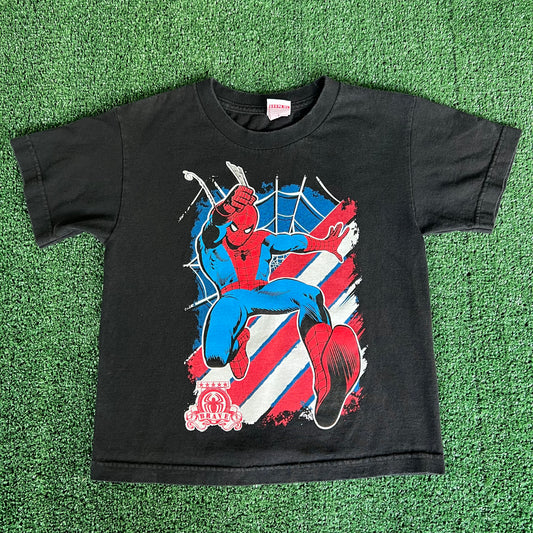 Women's Y2K Spiderman Cartoon Black Baby T-Shirt - XS 16x19.25"