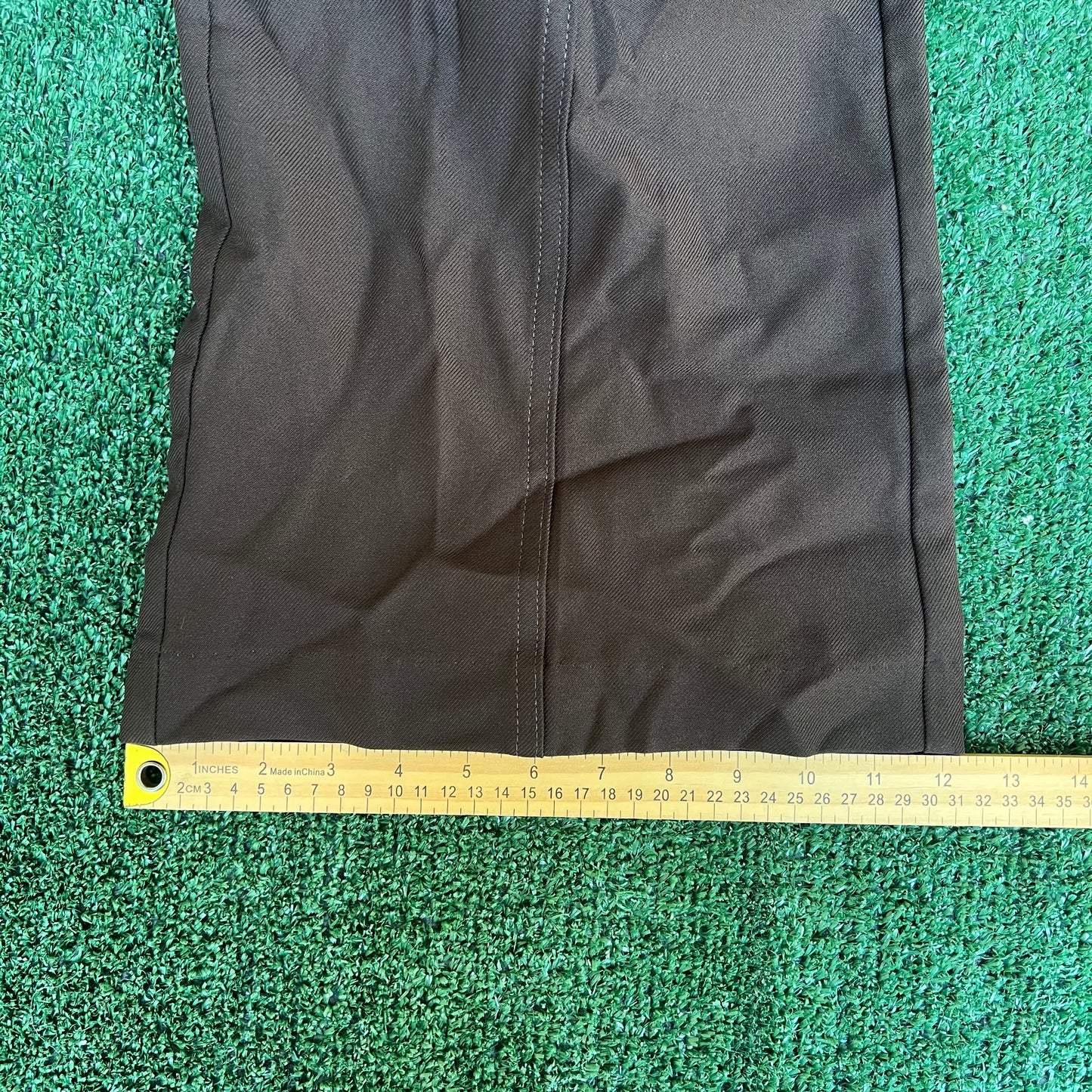 Vintage 70s Mens Polyester Disco Big Bell Bottoms Dark Brown - 33x30" 24" Openings