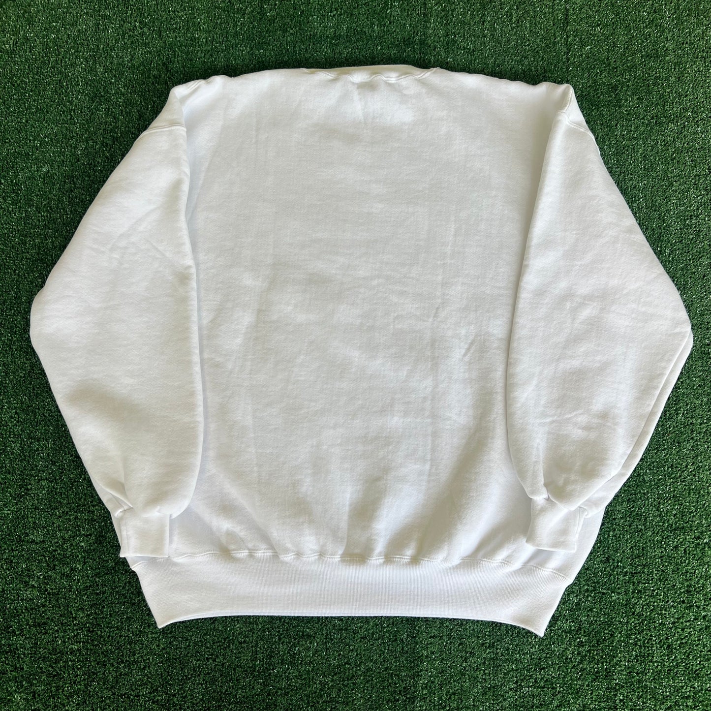 90s Russell Athletic Boxy Blank White Crewneck Sweatshirt - 2XL