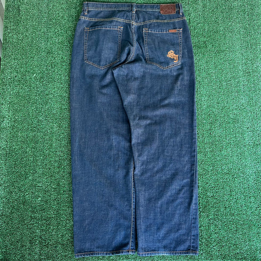 Y2K Men's Sean John Baggy Wide-Leg Indigo Jeans 37x32" 20" Opens JNCO Style