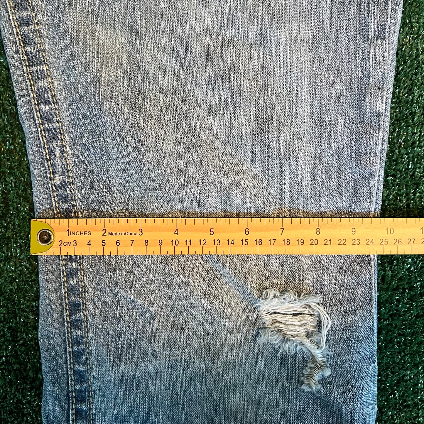 Y2K MEK Baggy Wide-Leg Bootcut Flared Light Wash Blue Jeans - 36x30" 20.5" Openings