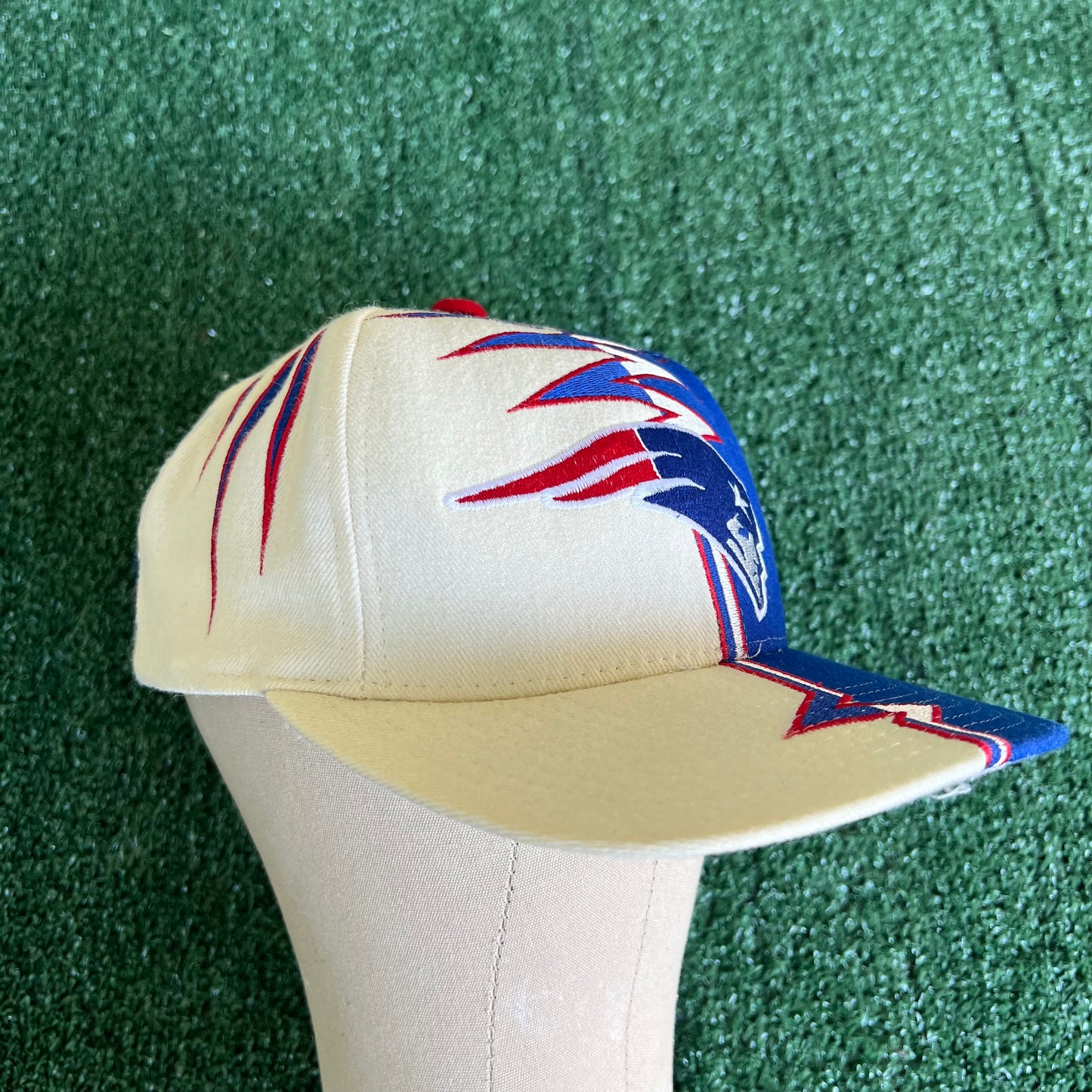 90s Starter NFL New England Patriots Shockwave Blue White Strapback Hat