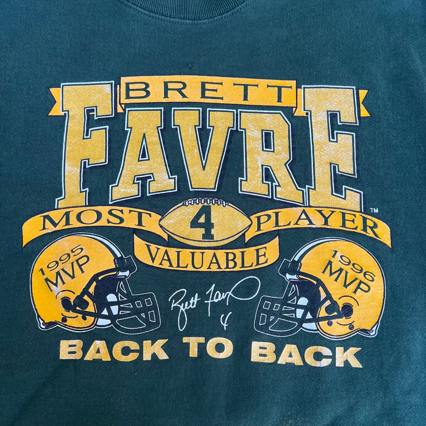 VTG 90s Men's NFL Green Bay Packers Brett Farve MVP Distressed Sweatshirt - Large