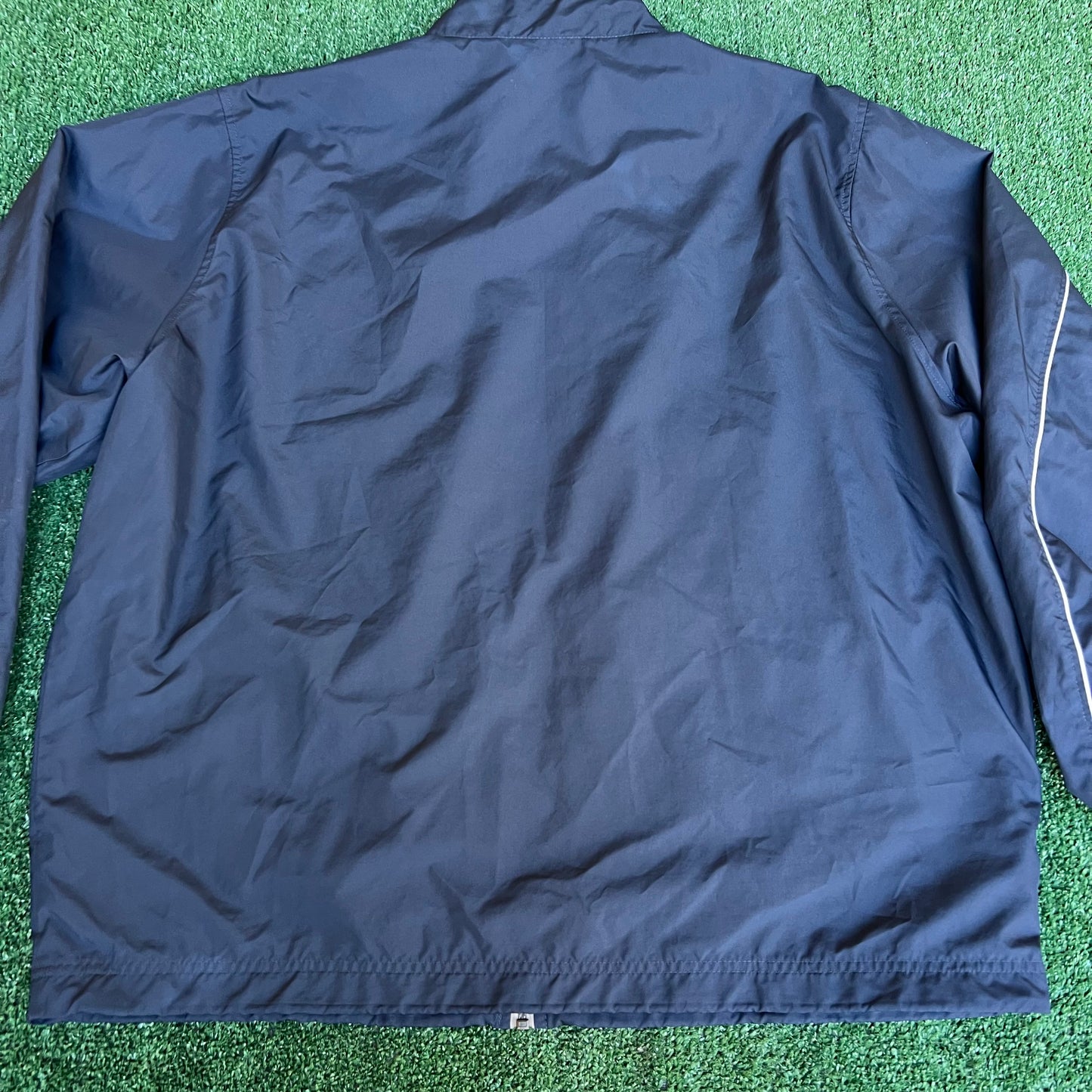 Vintage Y2K Men's Nike Baggy Navy Blue Striped Full Zip Windbreaker Jacket - 2XL