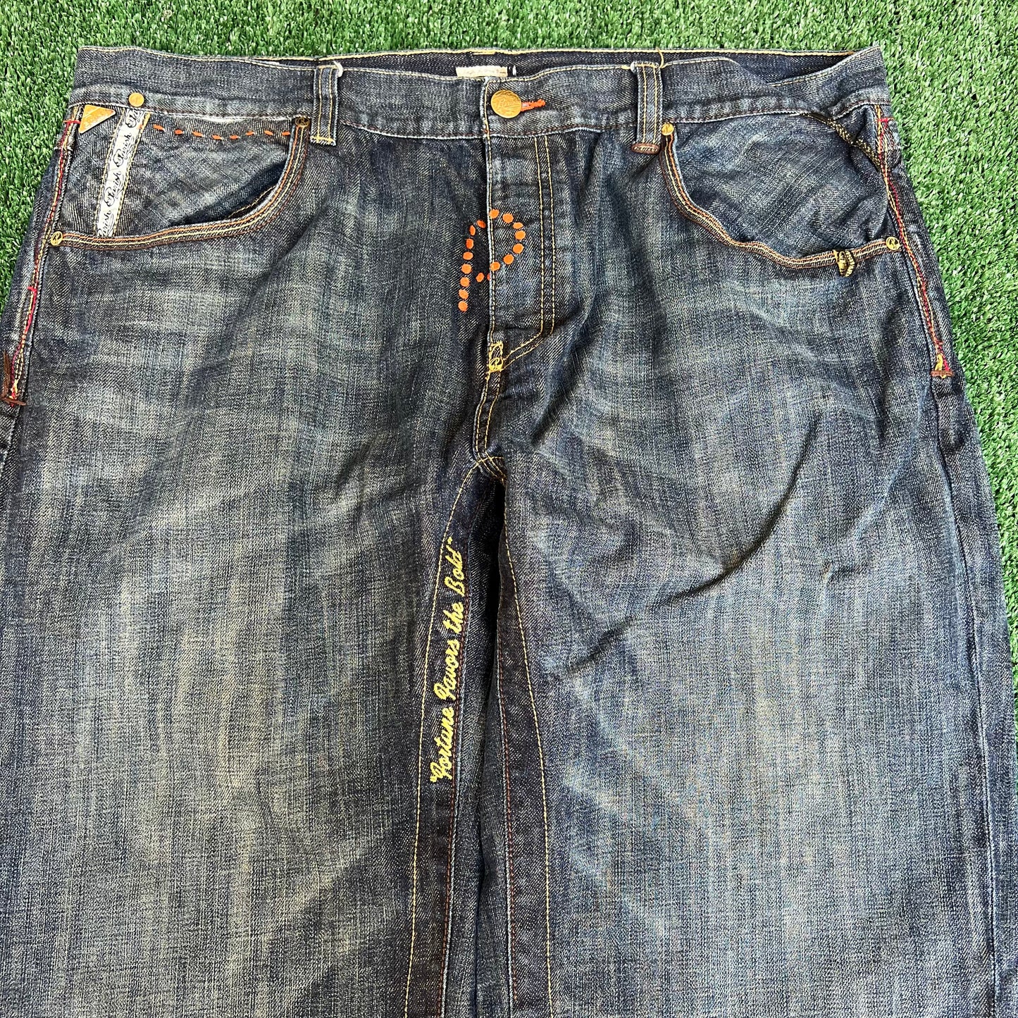 Vintage Y2K Men's Parish Wide-Leg Blue Jeans 42x32" 21" Opens Southpole Style