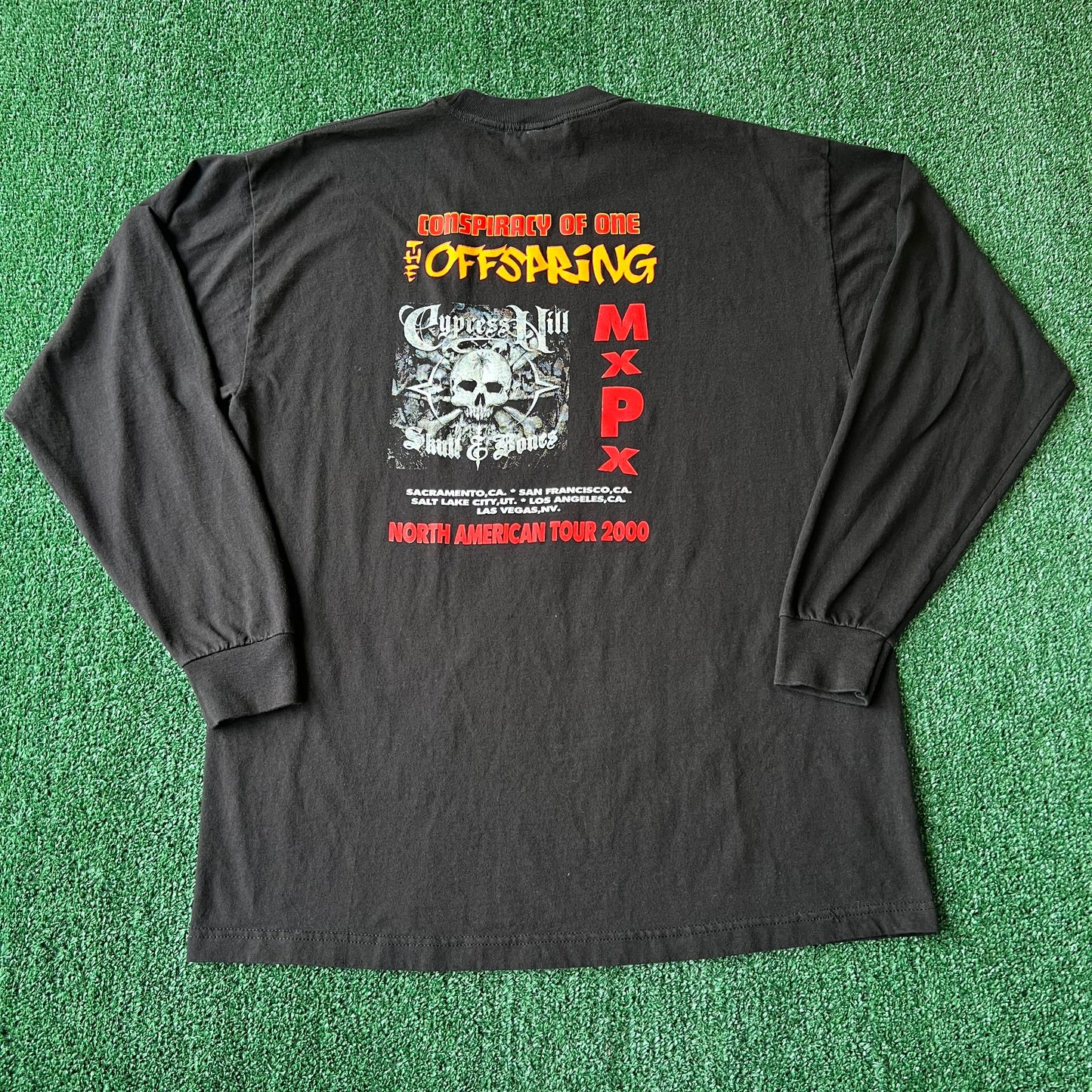 VTG 2000 The Offspring x Cypress Hill Conspiracy of One North American Tour Black Long Sleeve T-Shirt - XL