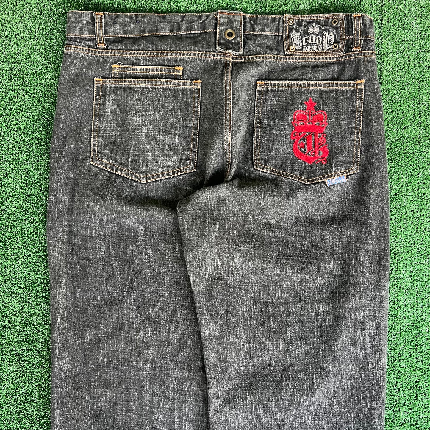 Y2K Men's Born in the Bronx Baggy Wide-Leg Black Jeans - 40x33" 20" Openings