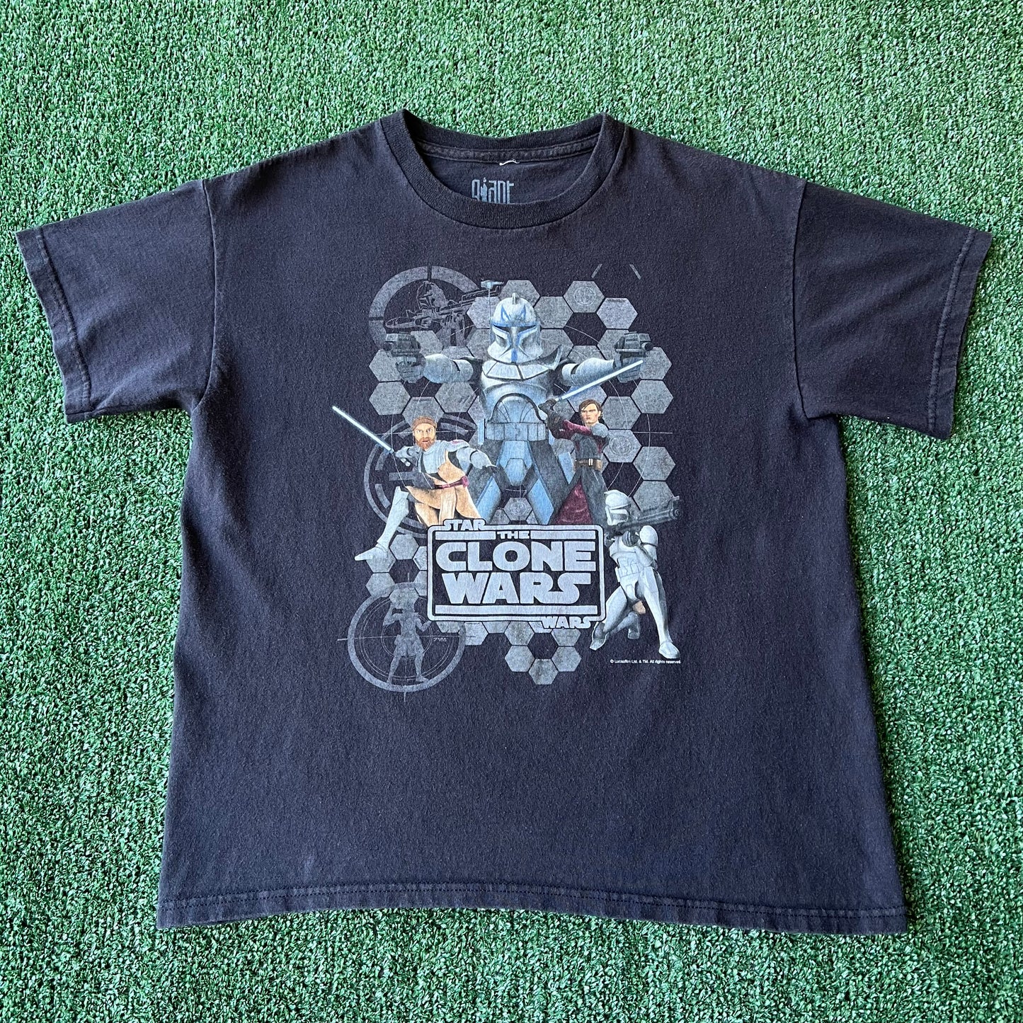 Y2K Womens Star Wars The Clone Wars TV Show Promo Faded Black Medium 19.5x23"