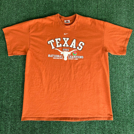 2005 Nike Center Swoosh Texas Longhorns National Champions Orange T-Shirt - 2XL
