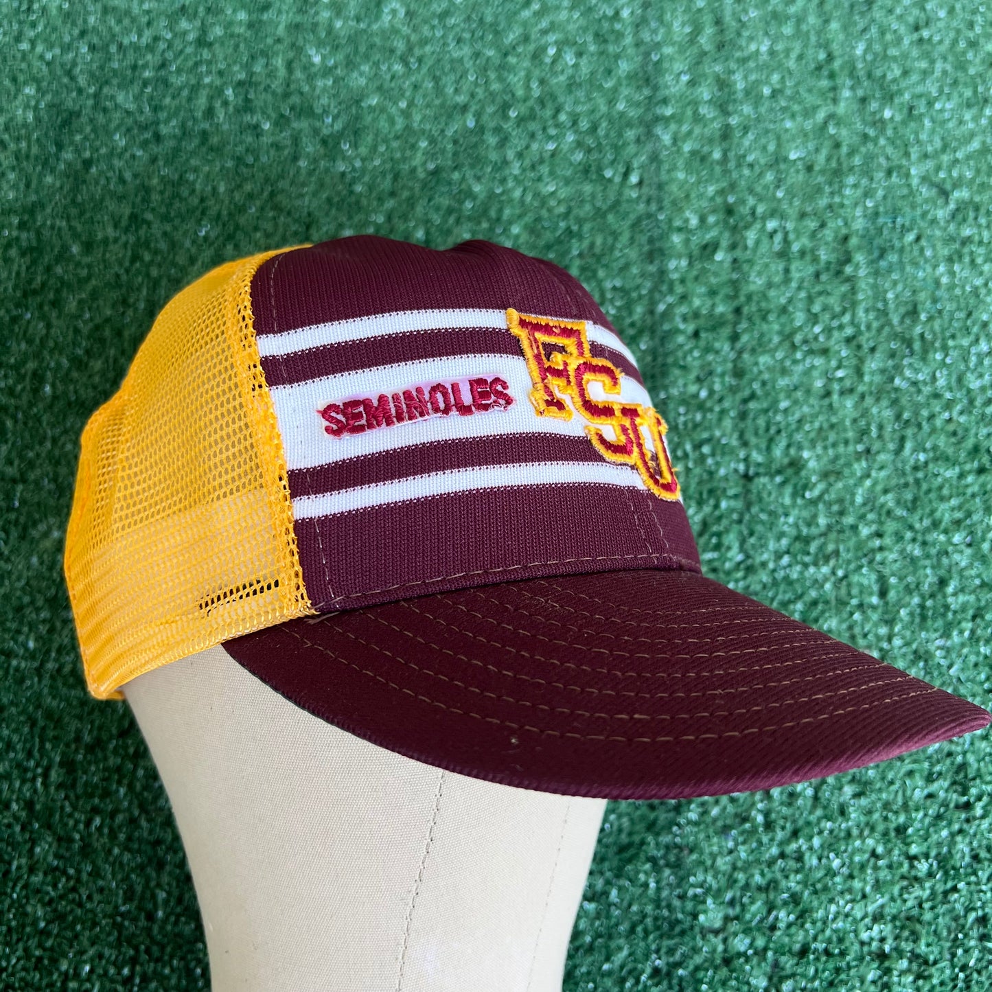 70s Florida State Seminoles 3 Stripe Trucker Snapback Hat