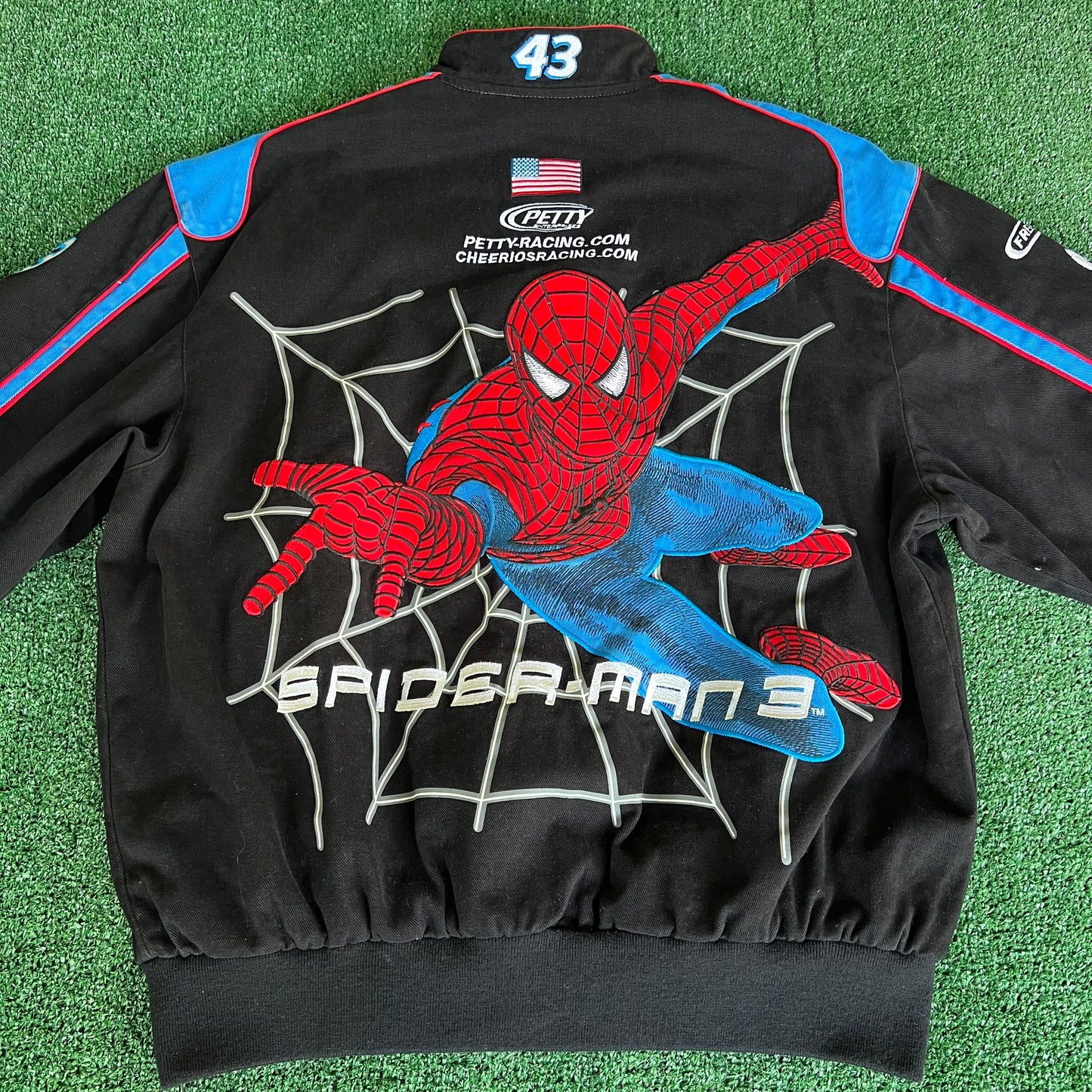 2007 Nascar Bobby Labonte #43 Spider-Man 3 Movie Promo Black Jacket - Large