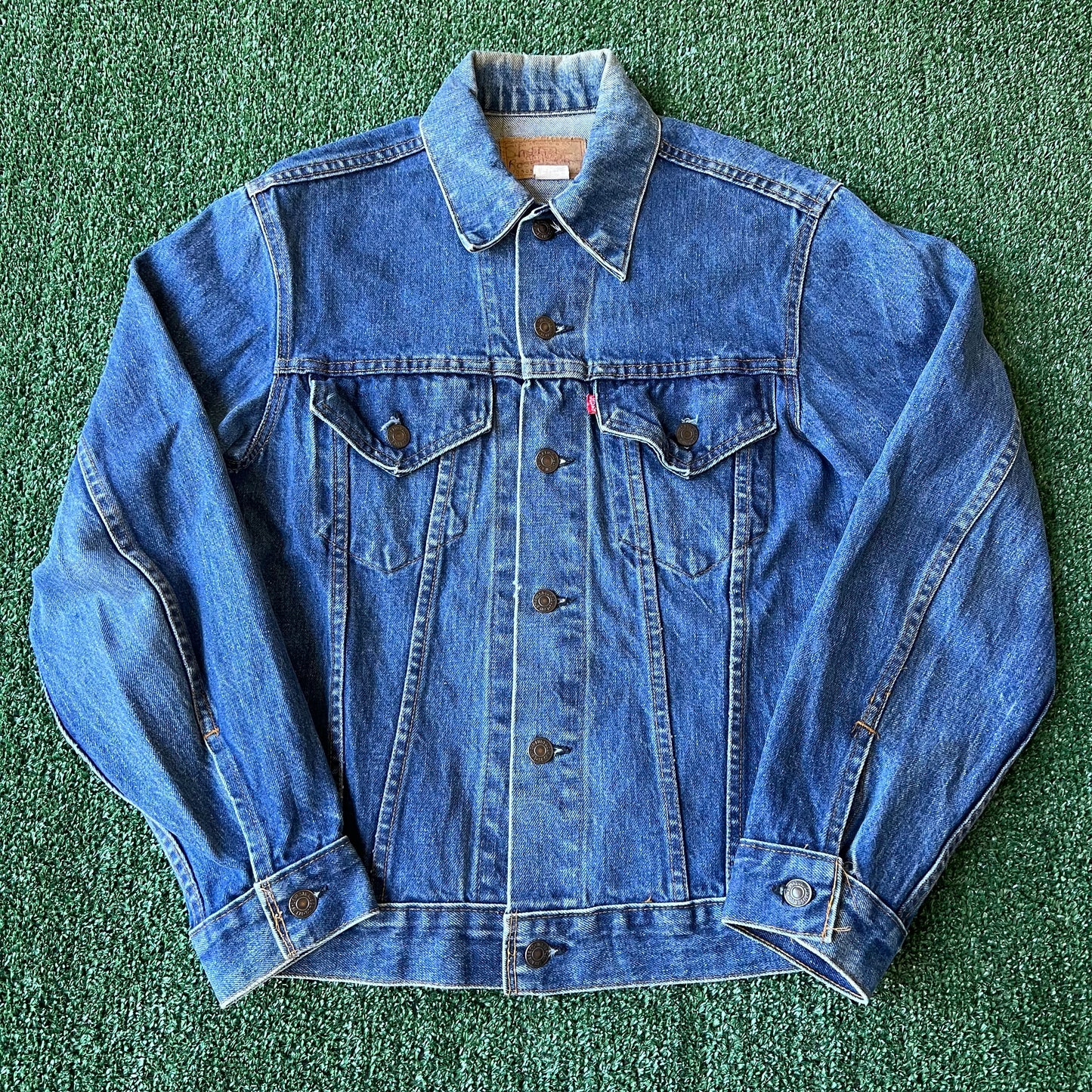 70s Levi’s 70505-0217 Type 3 Indigo Denim Jean Jacket Small E #52 B - Size 36 Small