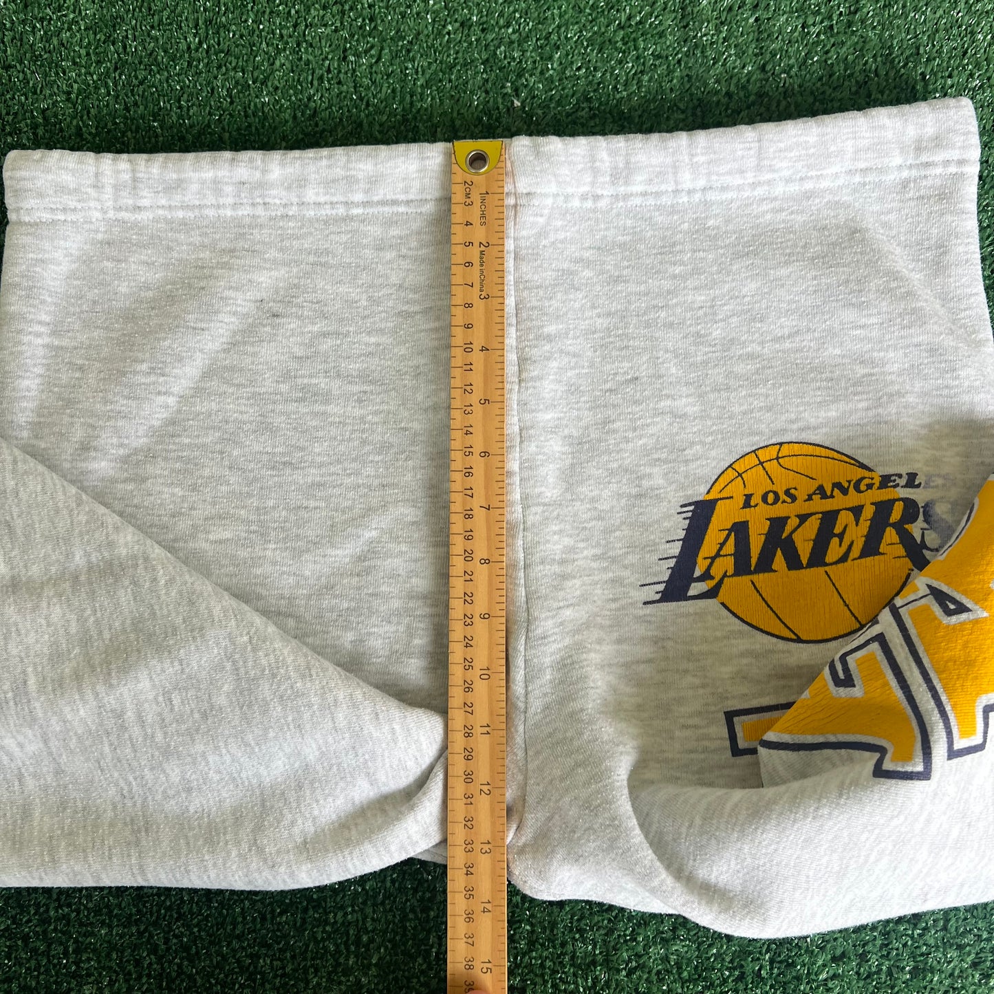 80s 90s Jerzees NBA Los Angeles Lakers Gray Jogger Sweatpants XL 38x29"
