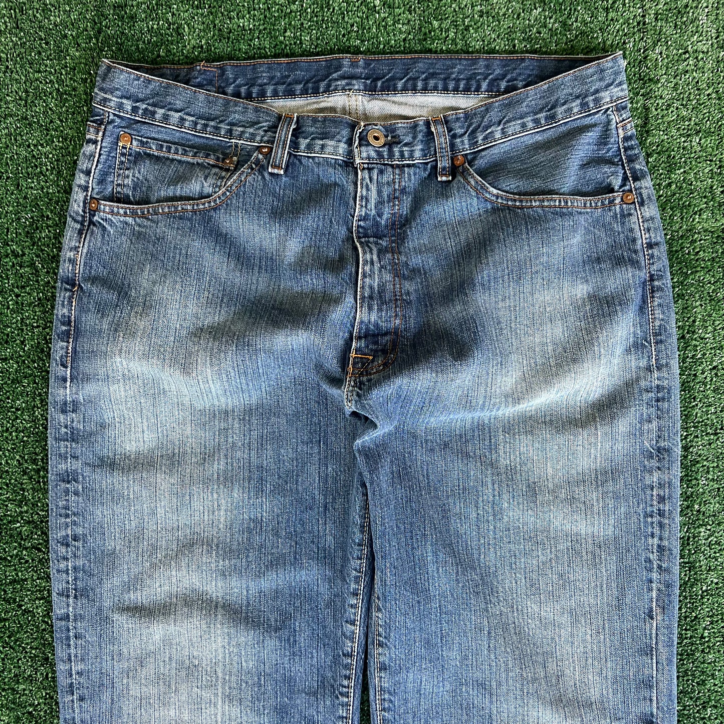 Y2K Ralph Lauren Ashmore Baggy Straight Blue Jeans - 38x30.5" 19" Openings