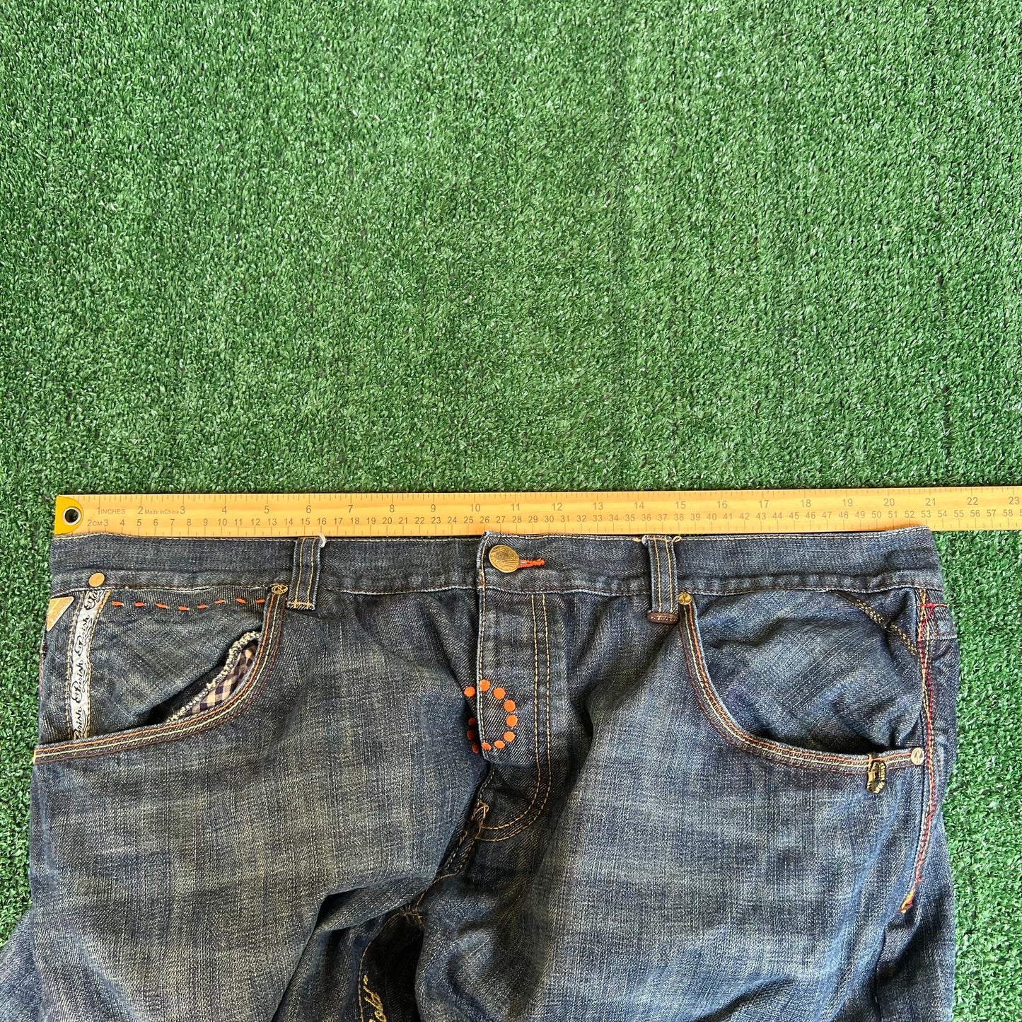 Vintage Y2K Men's Parish Wide-Leg Blue Jeans 42x32" 21" Opens Southpole Style