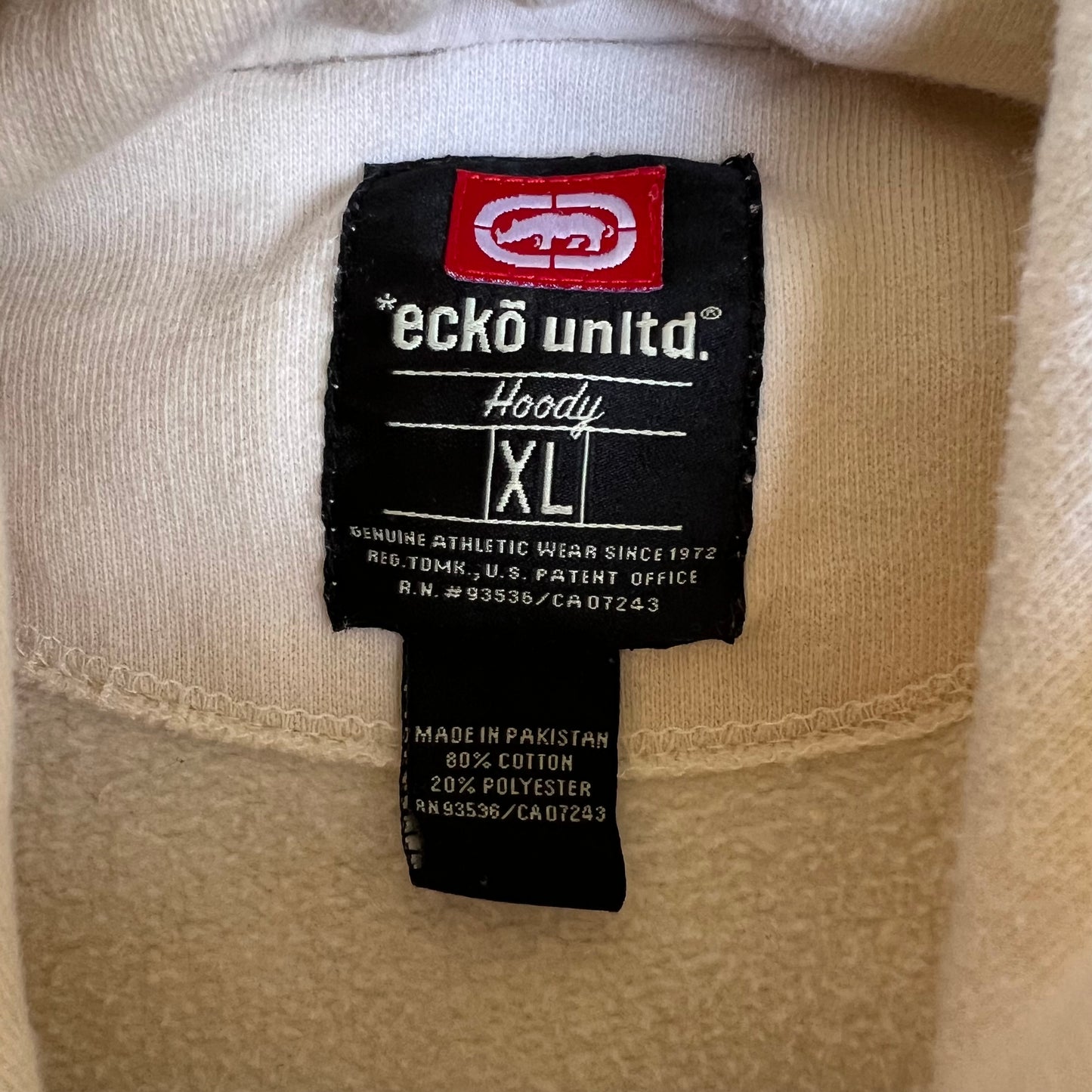 Vintage Y2K Ecko Untld. Hoody Rhino Skater Cream White Heavyweight Hoodie XL
