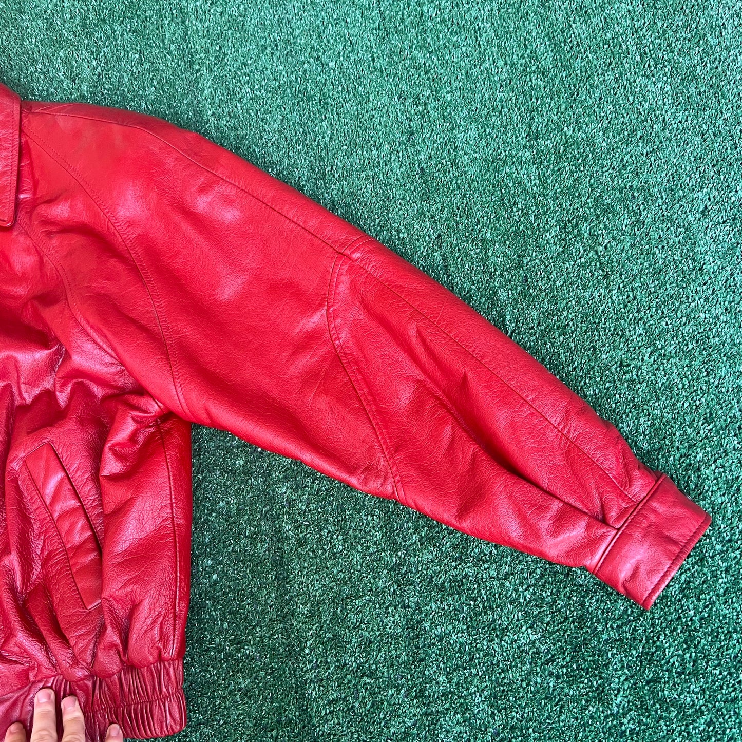 Vintage 80s Men's G-III G3 Michael Jackson Red Leather Bomber Jacket Medium