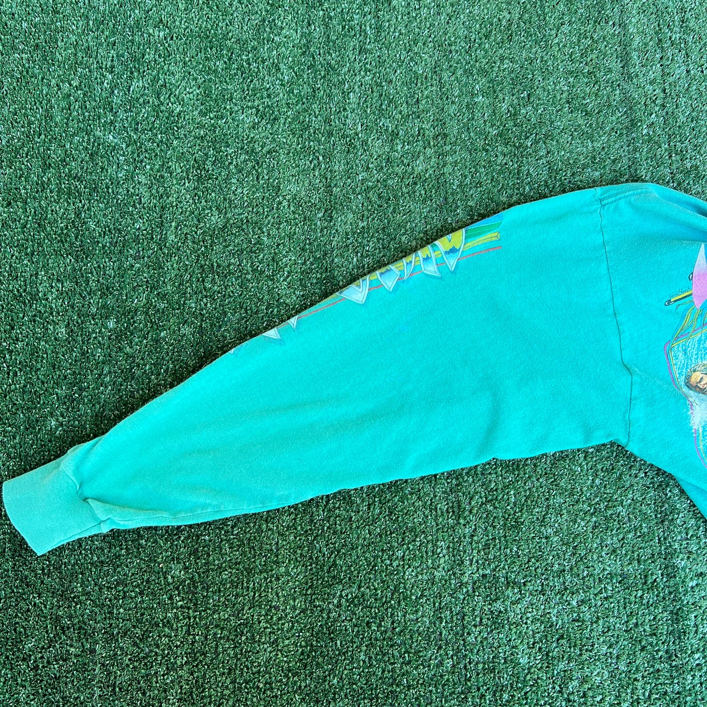 VTG 80s Men's Ron Jon Surf Shop Teal Green Long Sleeve Pocket T-Shirt XL 23x25.5