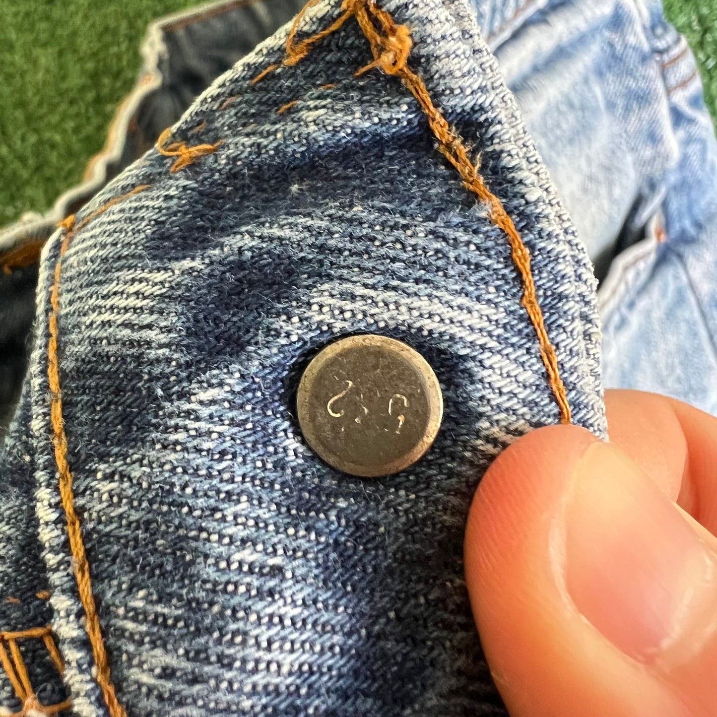80s Levi's Orange Tab 20517-0217 Bootcut Flare Whisker Blue Jeans 33x30"