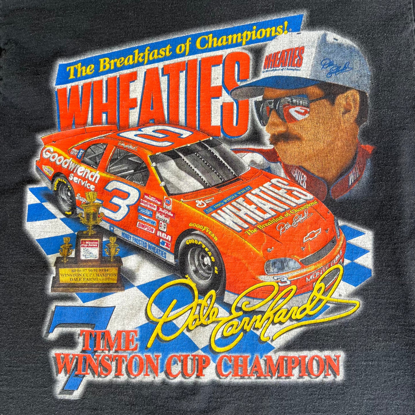 1997 Dale Earnhardt Sr. Wheaties Winston Cup Champions Black T-Shirt - Large