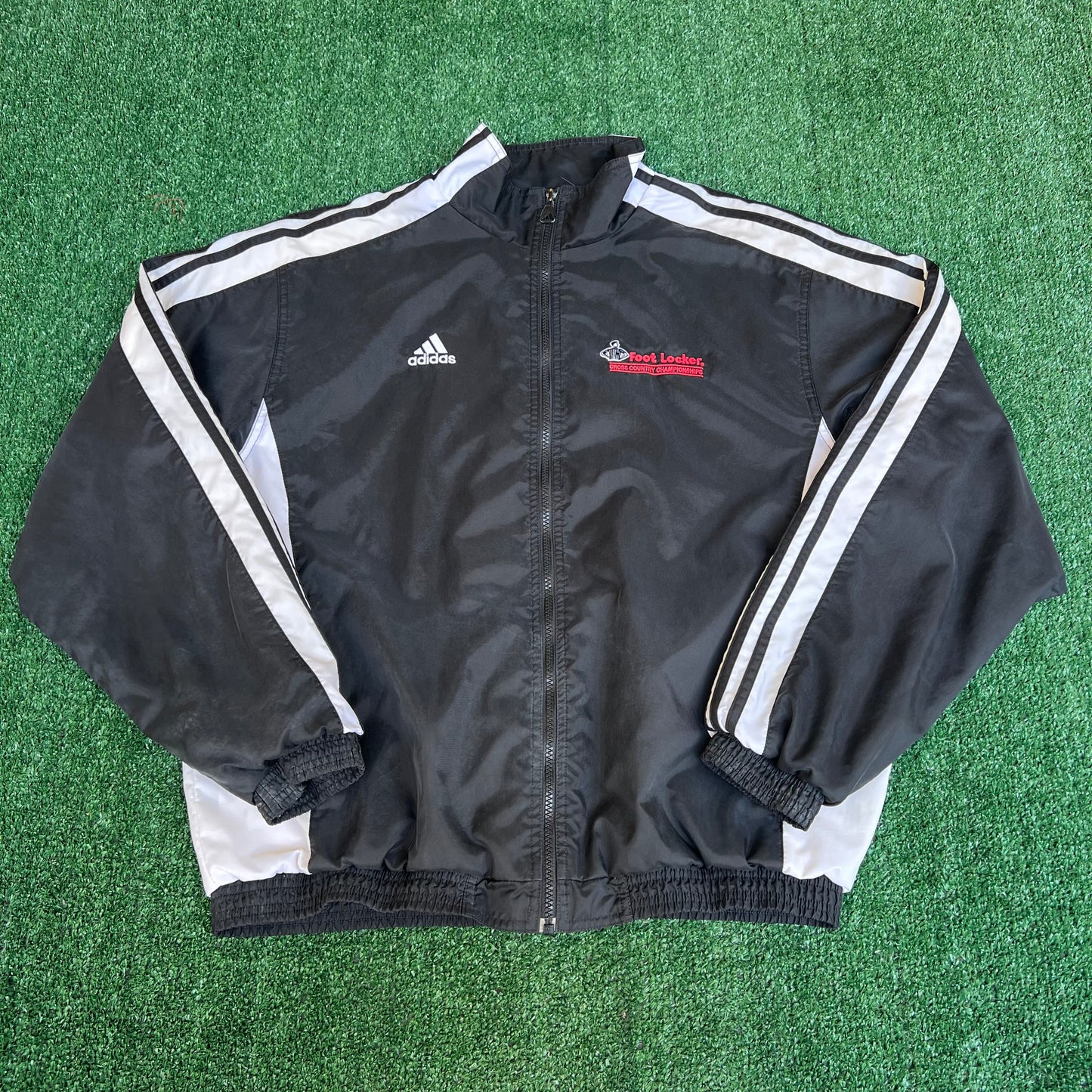 VTG Y2K Mens Adidas Footlocker Cross Country Championships Black Track Jacket - XL