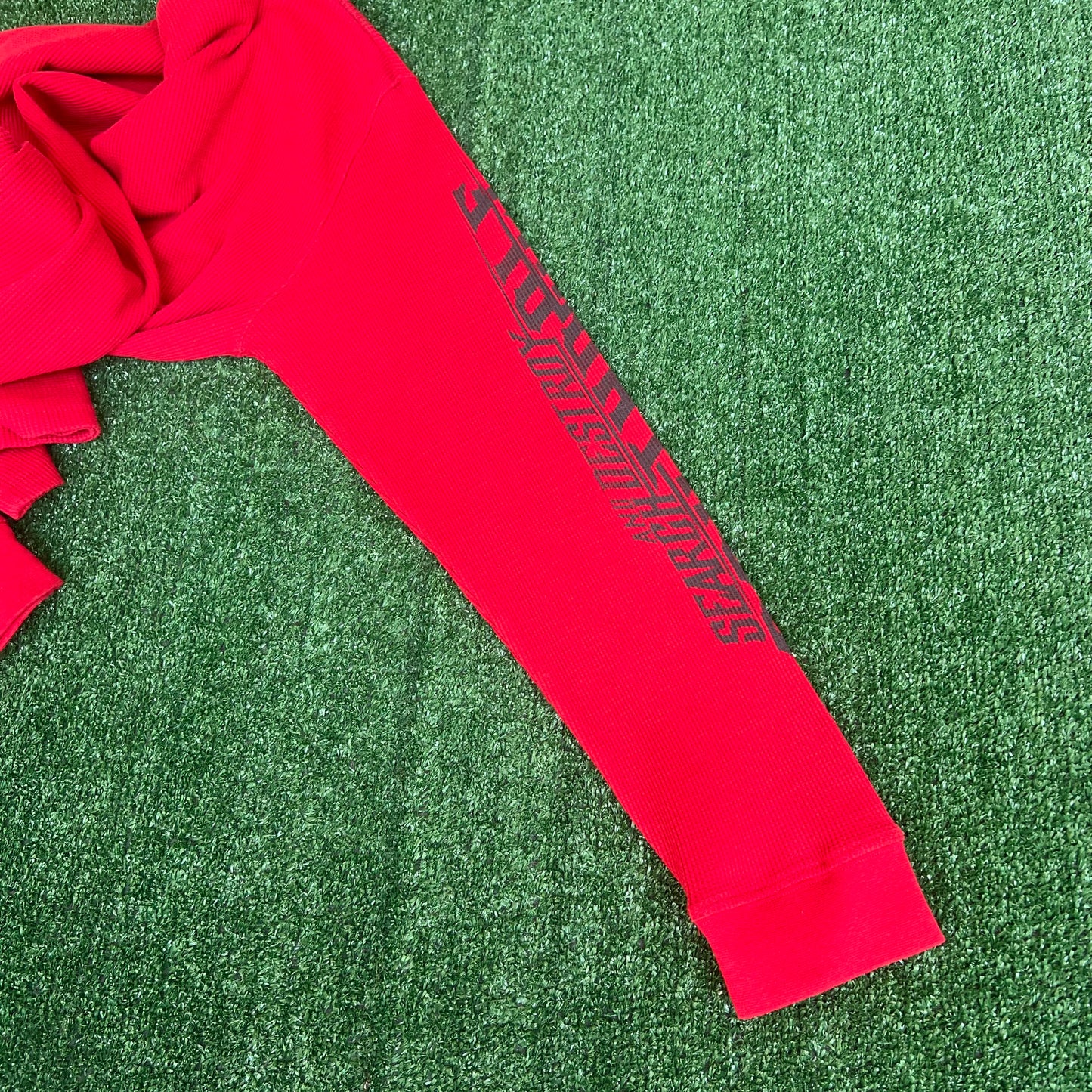 Vintage Y2K Men's Southpole Search & Destroy Red Waffle Knit Tribal Shirt - XL 24.5x32