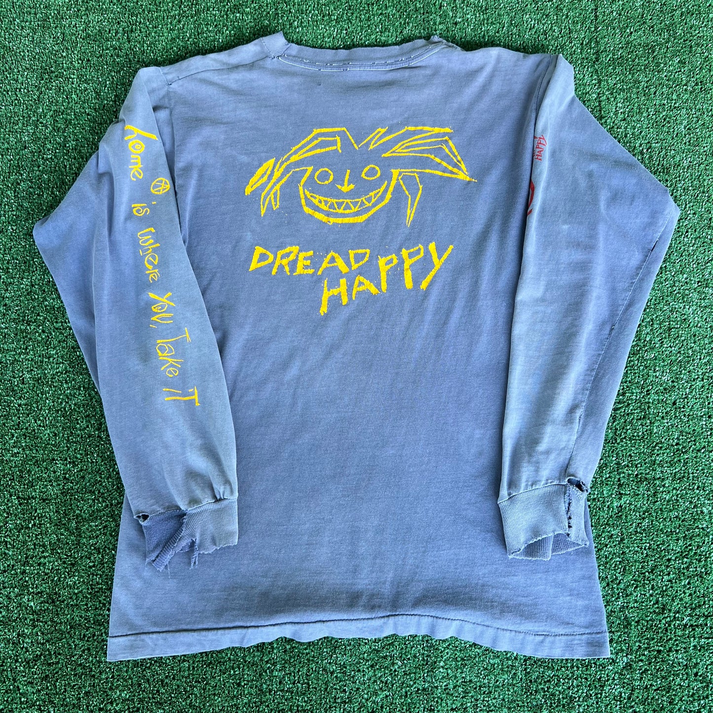 90s Levellers Anarcho-Punk Folk Rock Band Faded Purple Distressed Long Sleeve T-Shirt - Medium