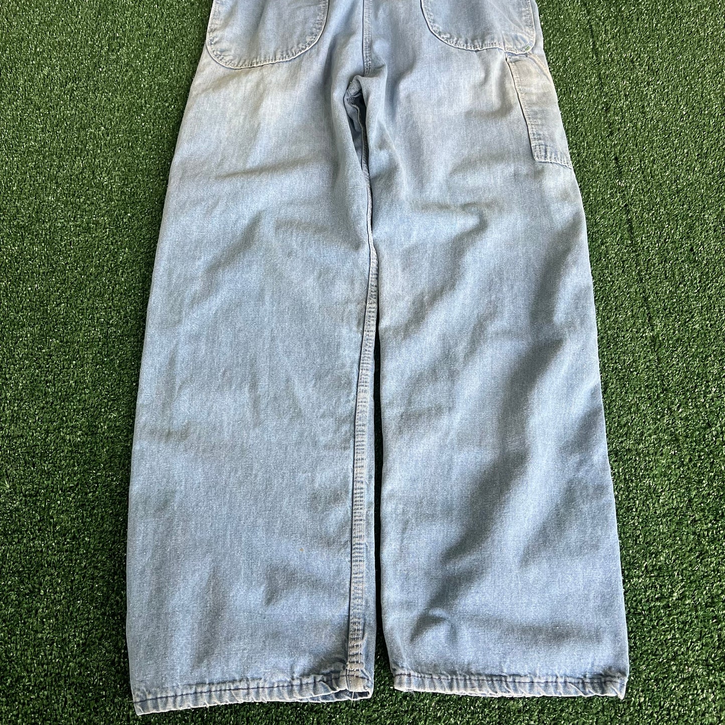 60s Washington Dee Cee Sanforized Light Blue Denim Jean Overalls - 29x27.5