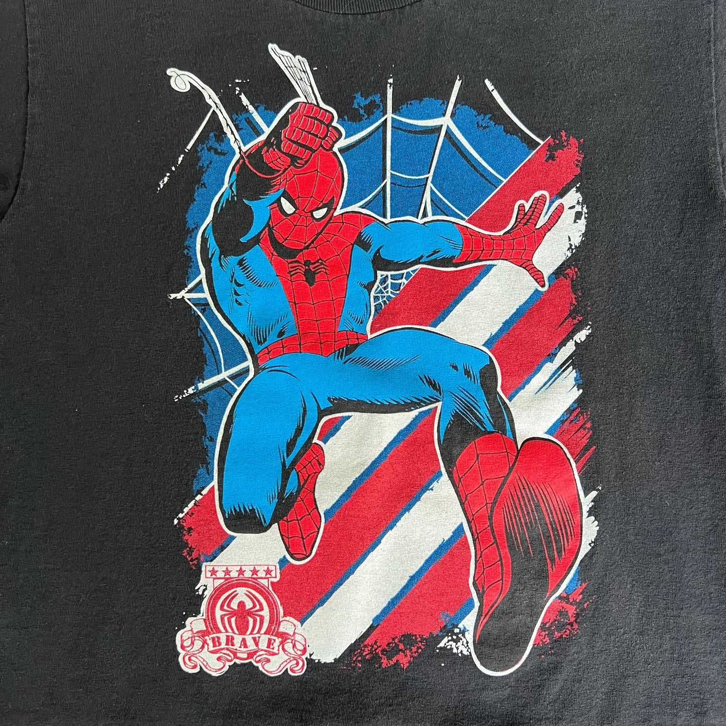 Women's Y2K Spiderman Cartoon Black Baby T-Shirt - XS 16x19.25"
