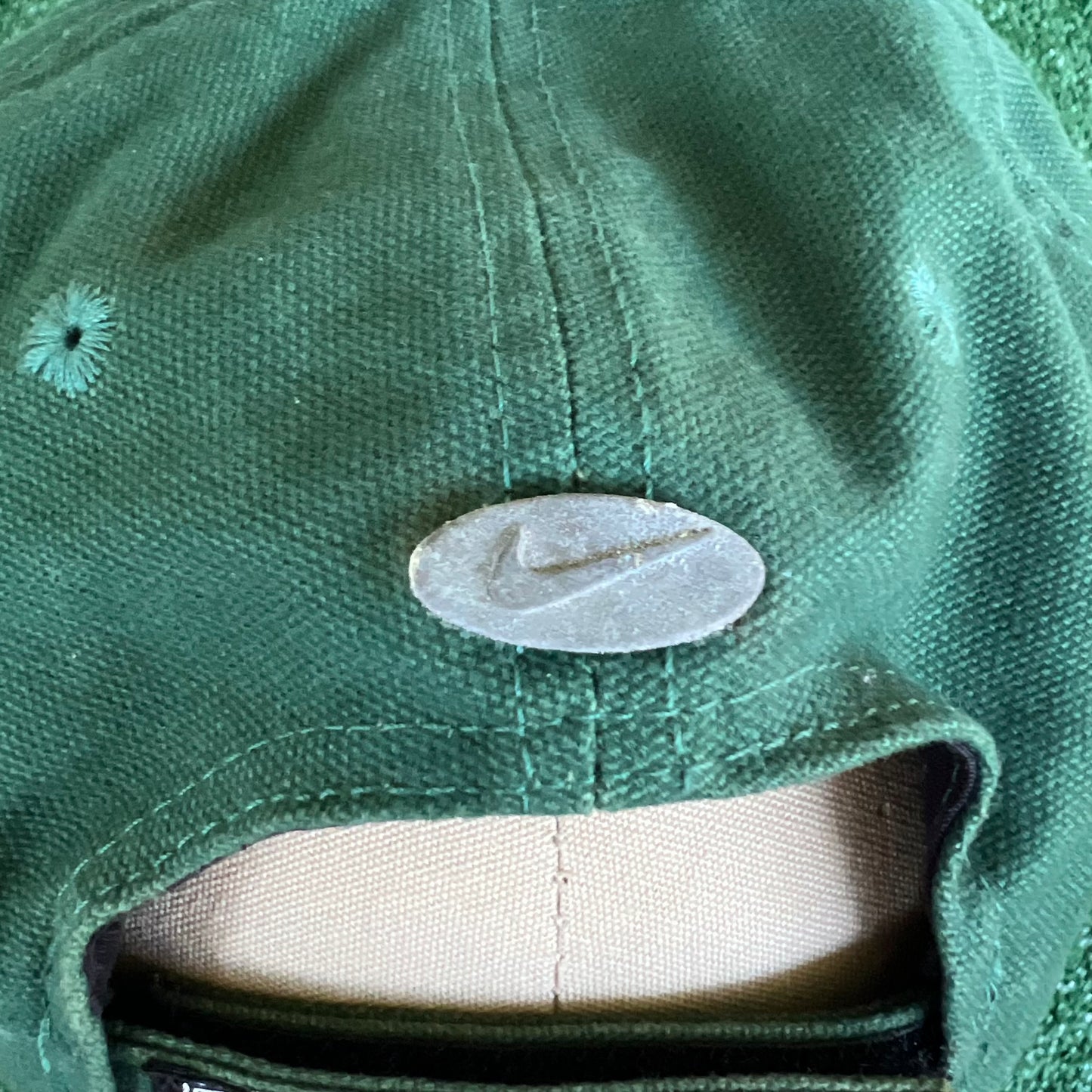 90s Nike Golf Dark Green Canvas Leather Strapback Hat