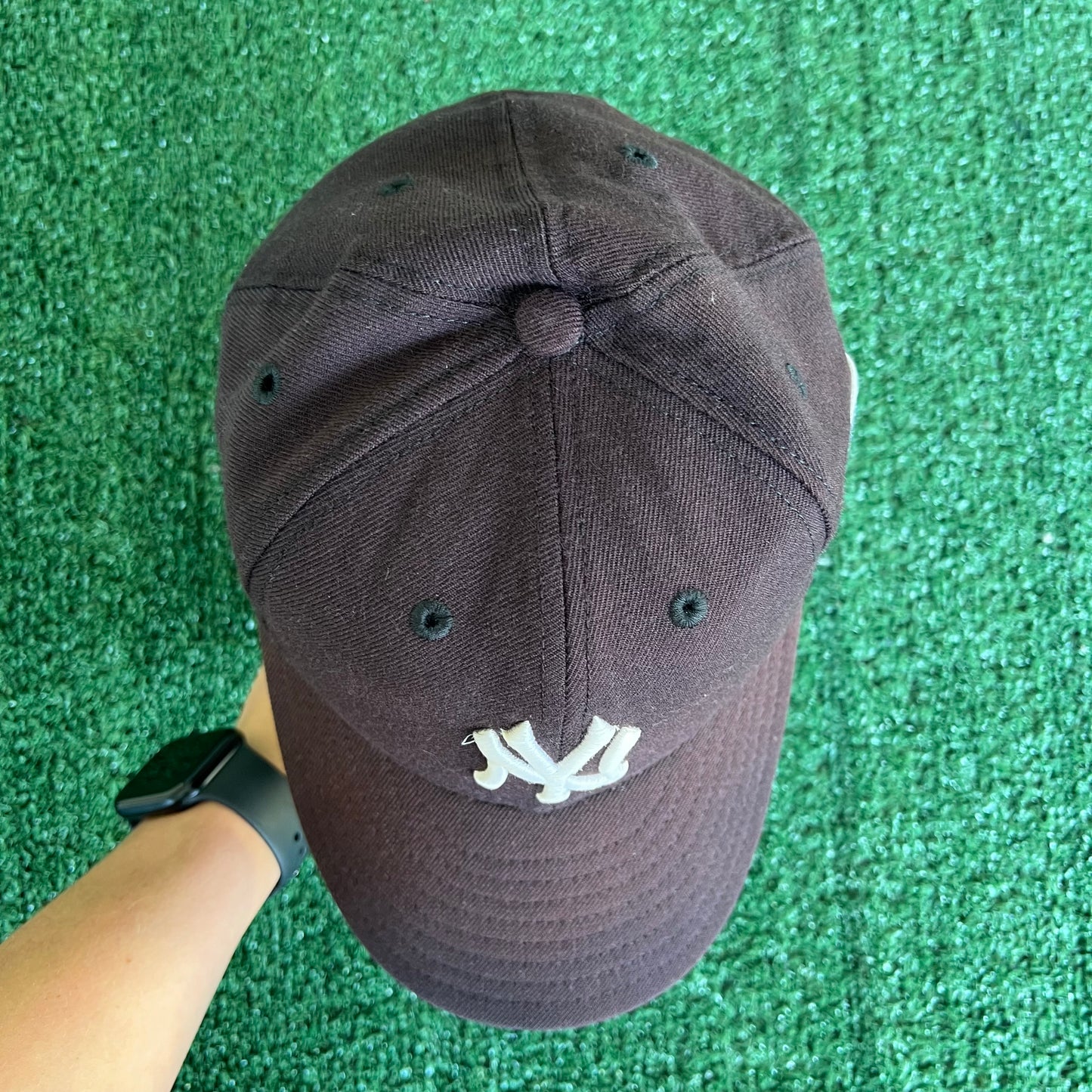 90s New Era MLB New York Yankees Faded Navy 98 World Series Fitted Hat 7 1/2