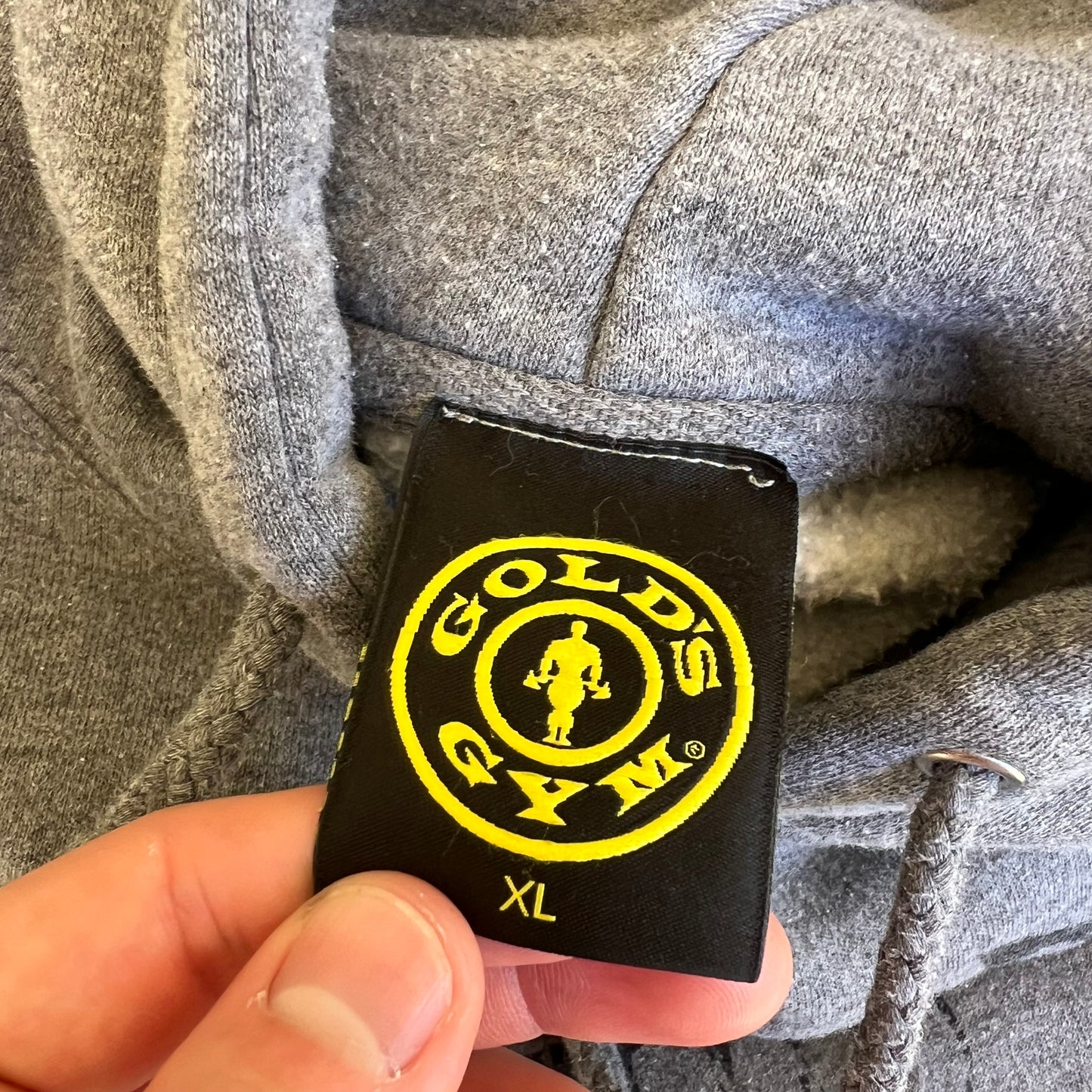 Vintage Y2K Men's Gold's Gym Arnold Heavyweight Dark Gray Boxy Hoodie - XL 27x29"