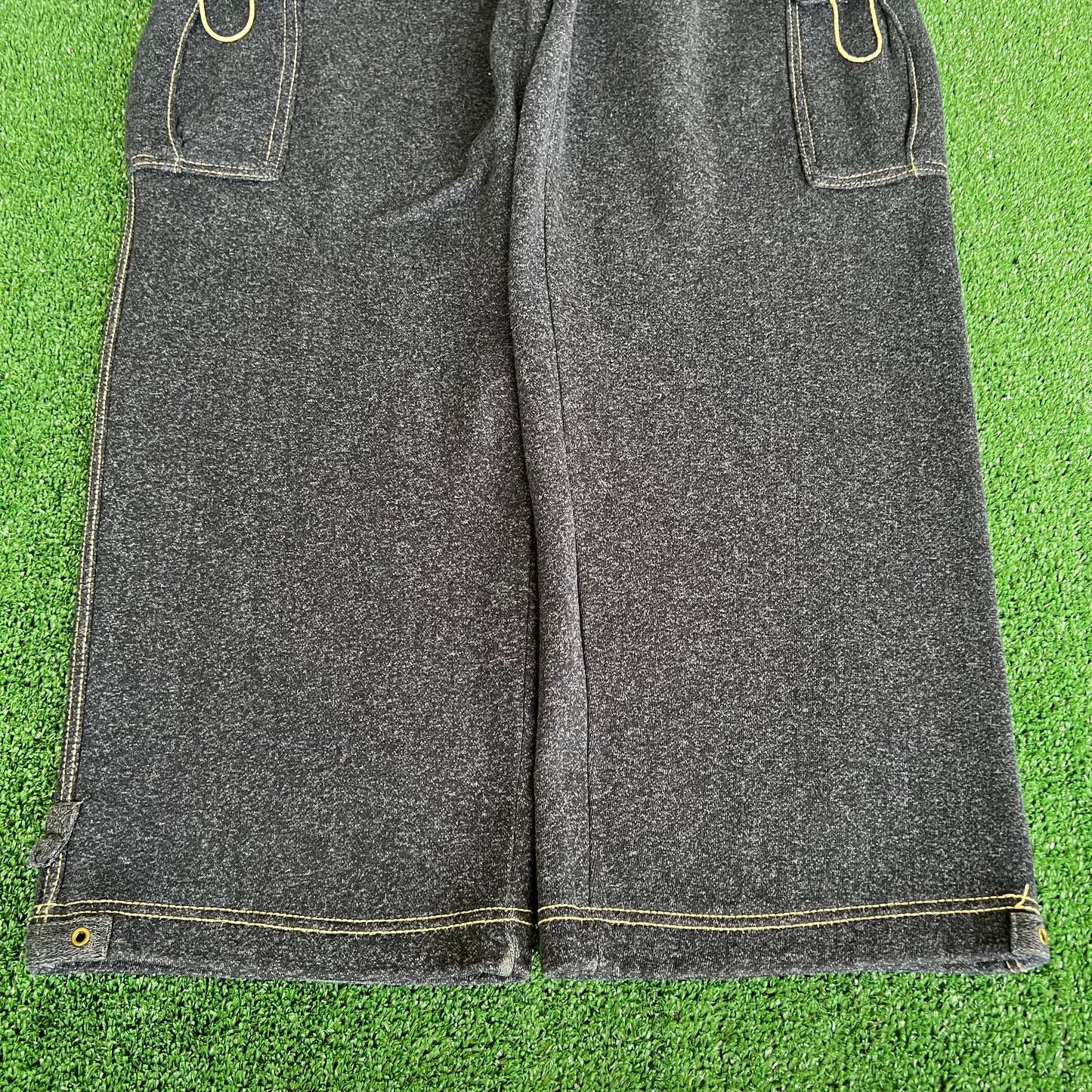 Y2K Baggy Wide-Leg Cargo Sweatpants Dark Gray - Large 34x29.25" 21" Openings