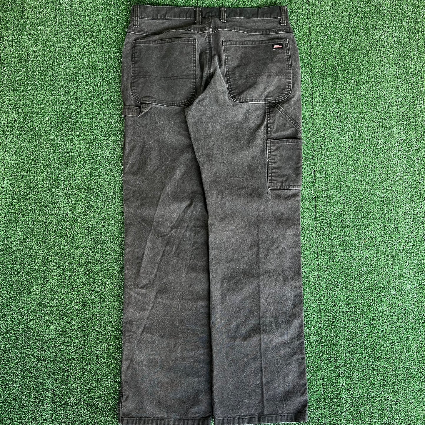 Dickies Carpenter Baggy Faded Black Canvas Pants - 35x32" 18" Openings