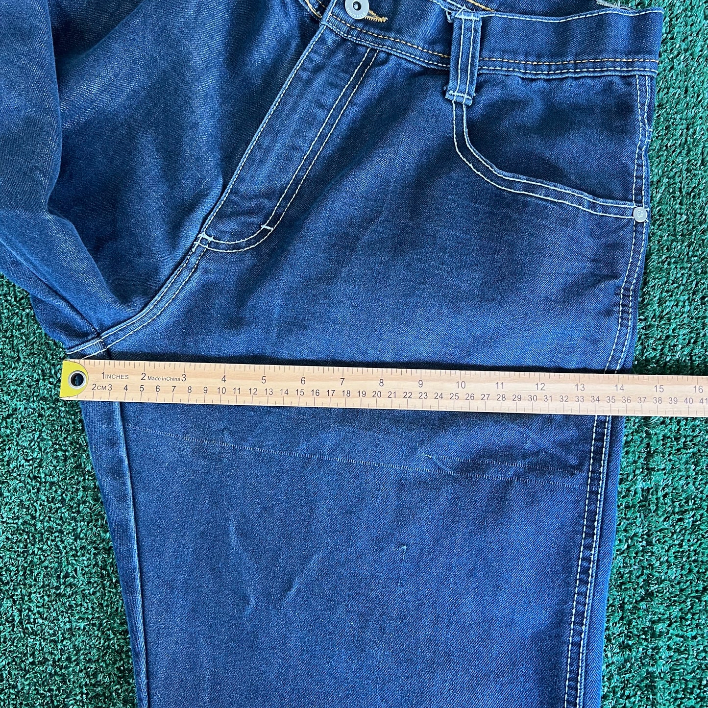 Y2K Southpole Brown Tab Indigo Blue Jeans Baggy Straight 35x30.5" 18" Opens
