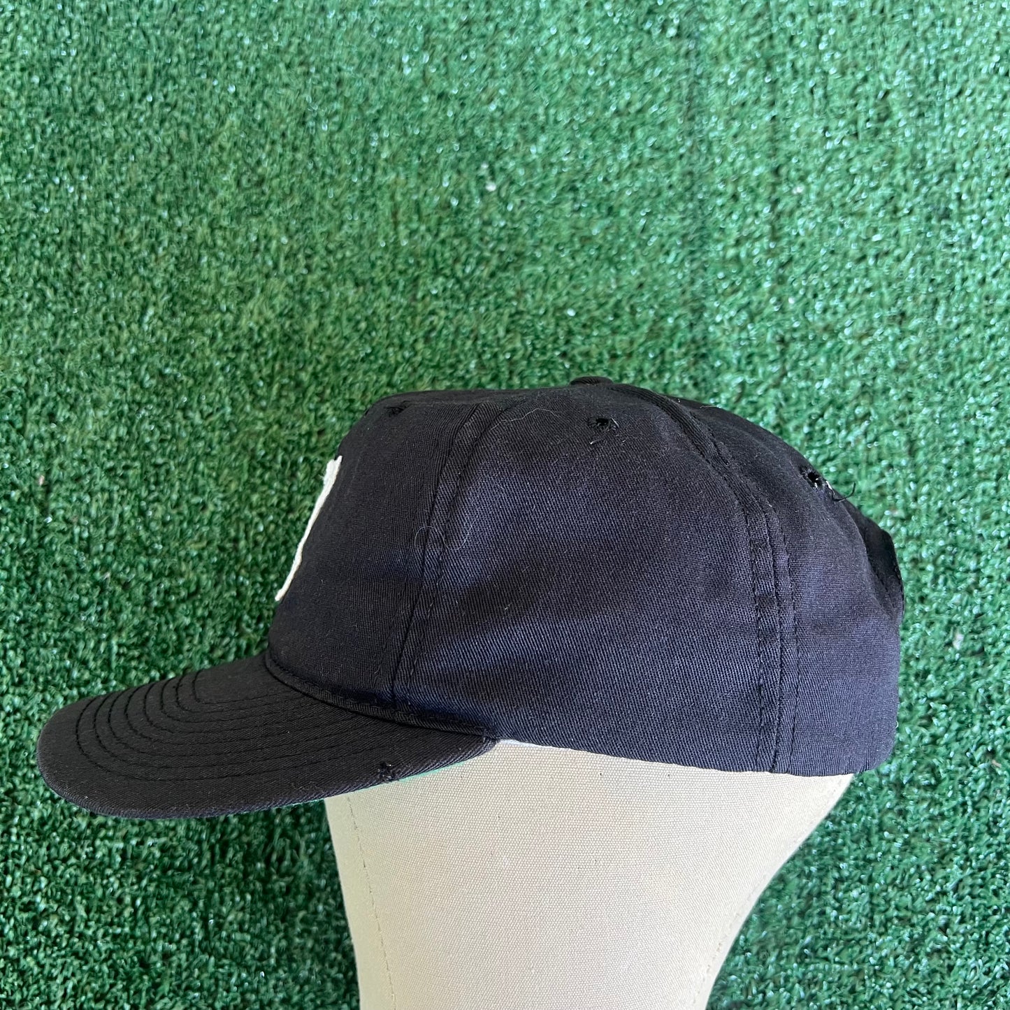90s Black Malcolm X Blockhead Black Wool Snapback USA Made Hat Cap