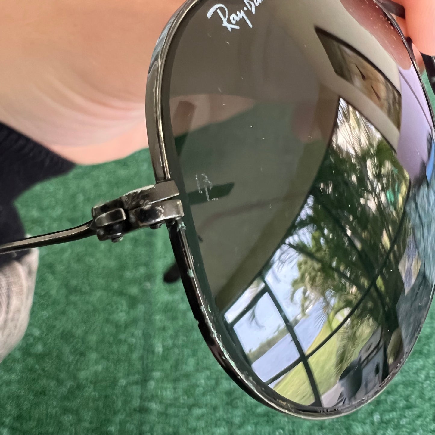 80s Ray-Ban Bausch & Lomb Black Frame Black Glass Lens Aviators 58-14 W Case