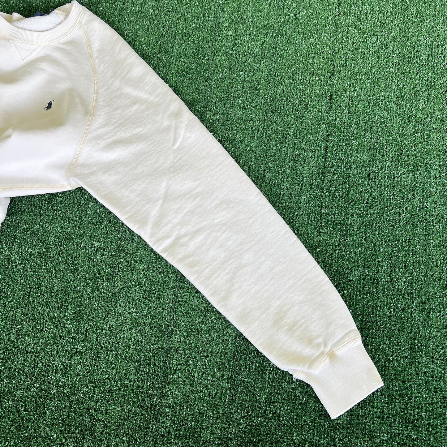 90s Polo Ralph Lauren French Terry White Distressed Sweatshirt - Small
