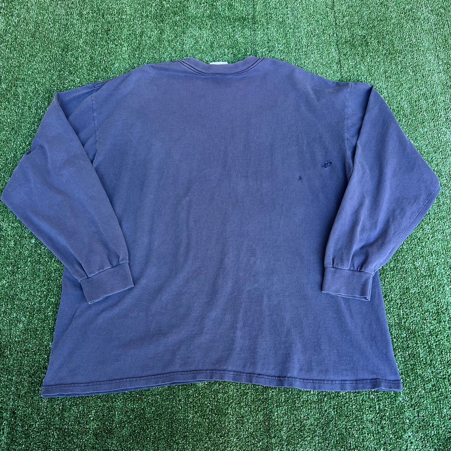 VTG Y2K Nike MLB New York Yankees Center Swoosh Navy Blue Distress LS T-Shirt - XL