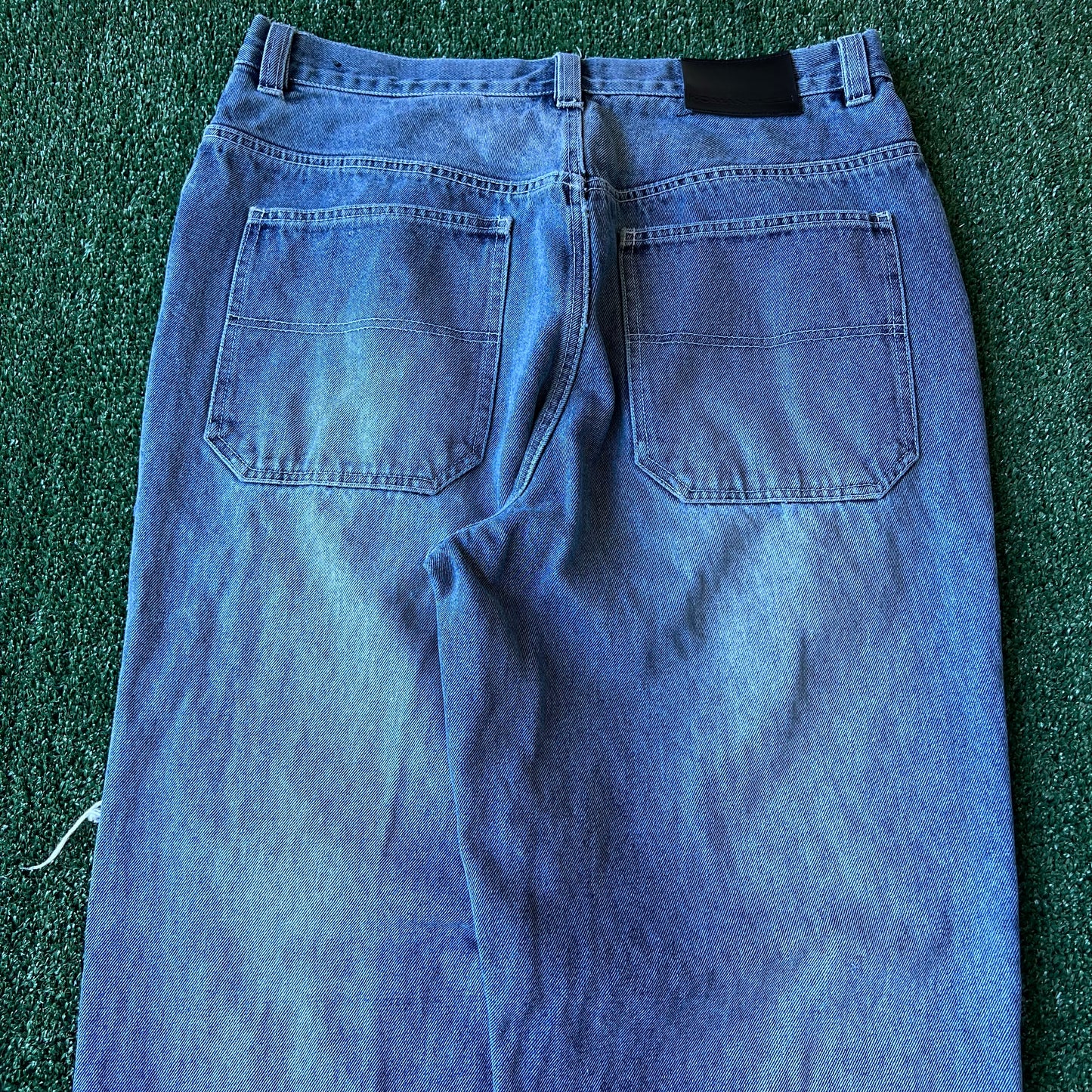 Y2K Koman Baggy Straight Distressed Blue Jeans - 35x30" 19" Open Southpole Style