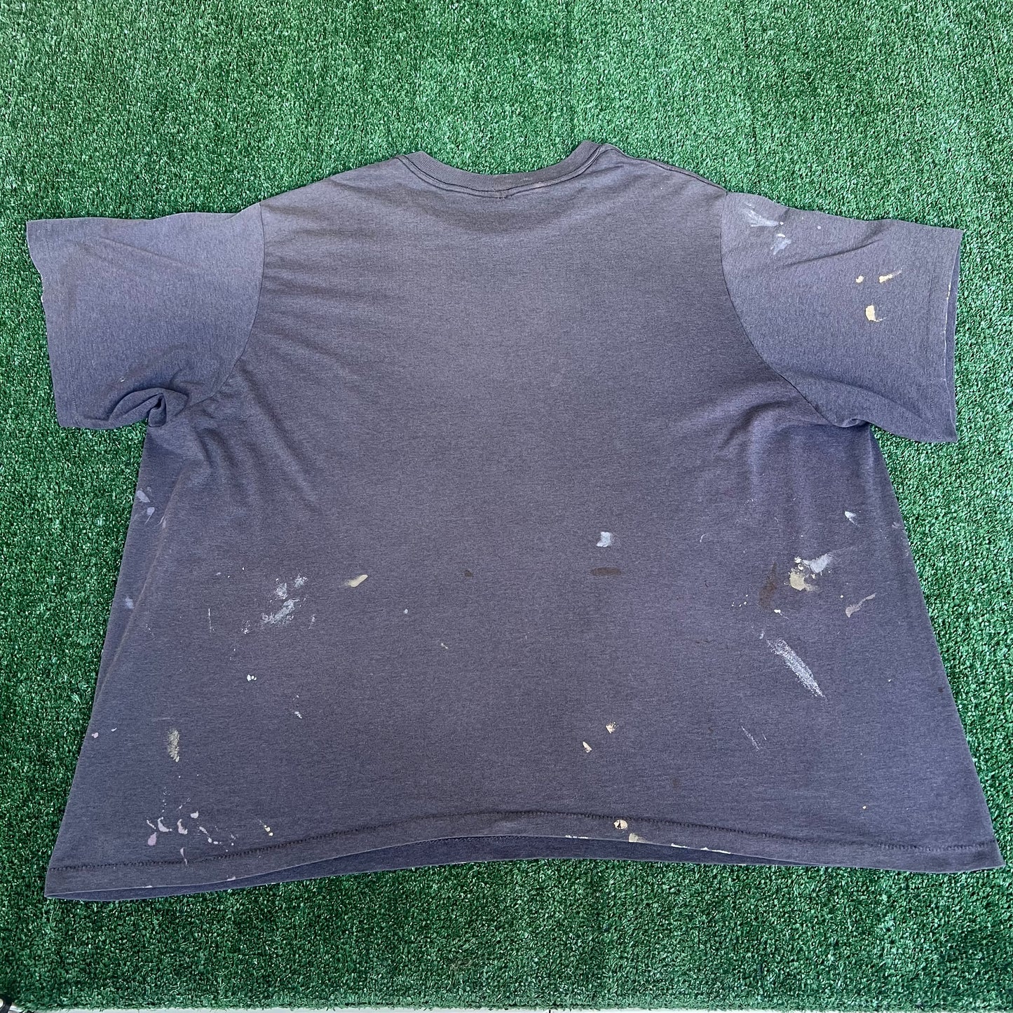 Vintage 90s Men Faded Black Single Stitch Paint Distress T-Shirt - 2XL Boxy 30x29"