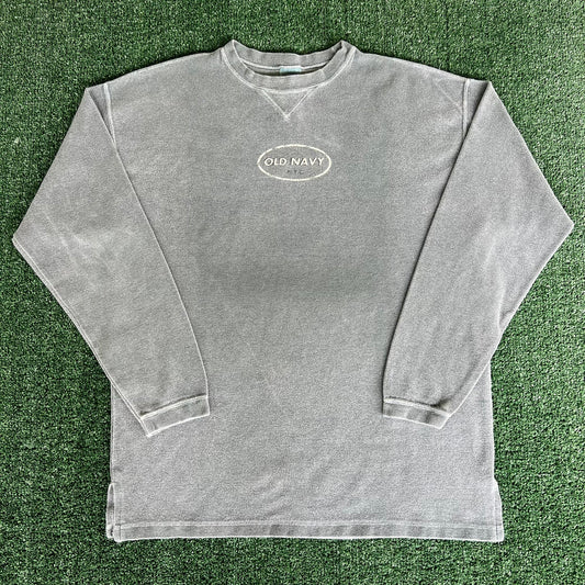 Y2K Old Navy Oval Logo Sage Green Thermal Long Sleeve Shirt - XL