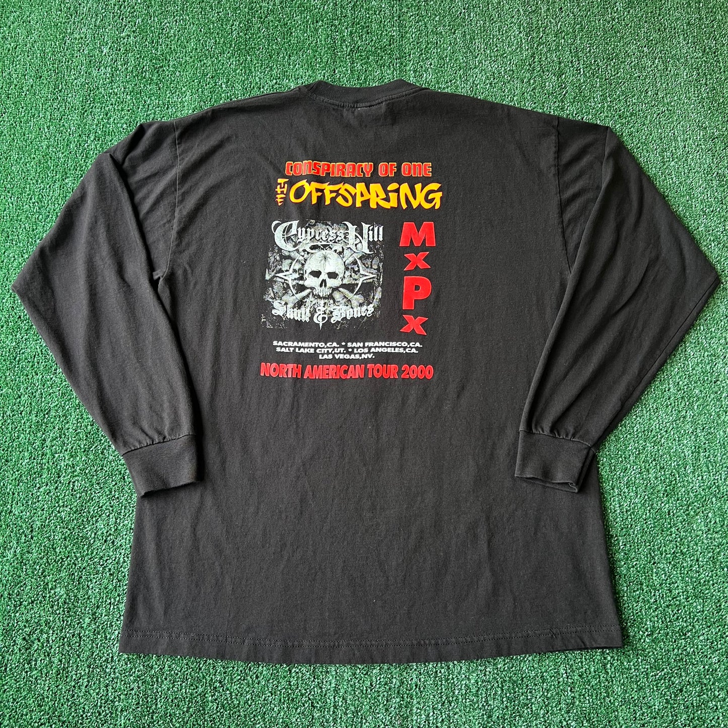 VTG 2000 The Offspring x Cypress Hill Conspiracy of One North American Tour Black Long Sleeve T-Shirt - XL